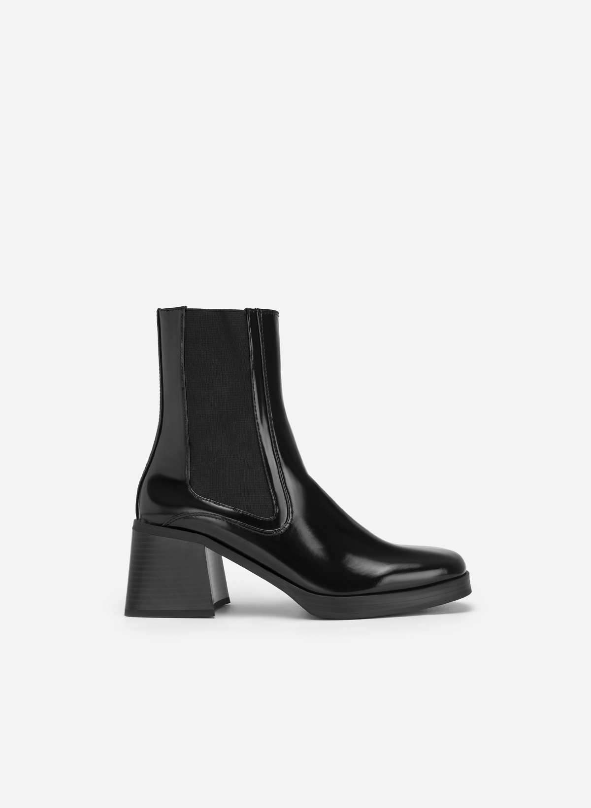 Block Heel Polished Style All-day Comfort Chelsea Boot - BOO 0925 - Black - vascara.com