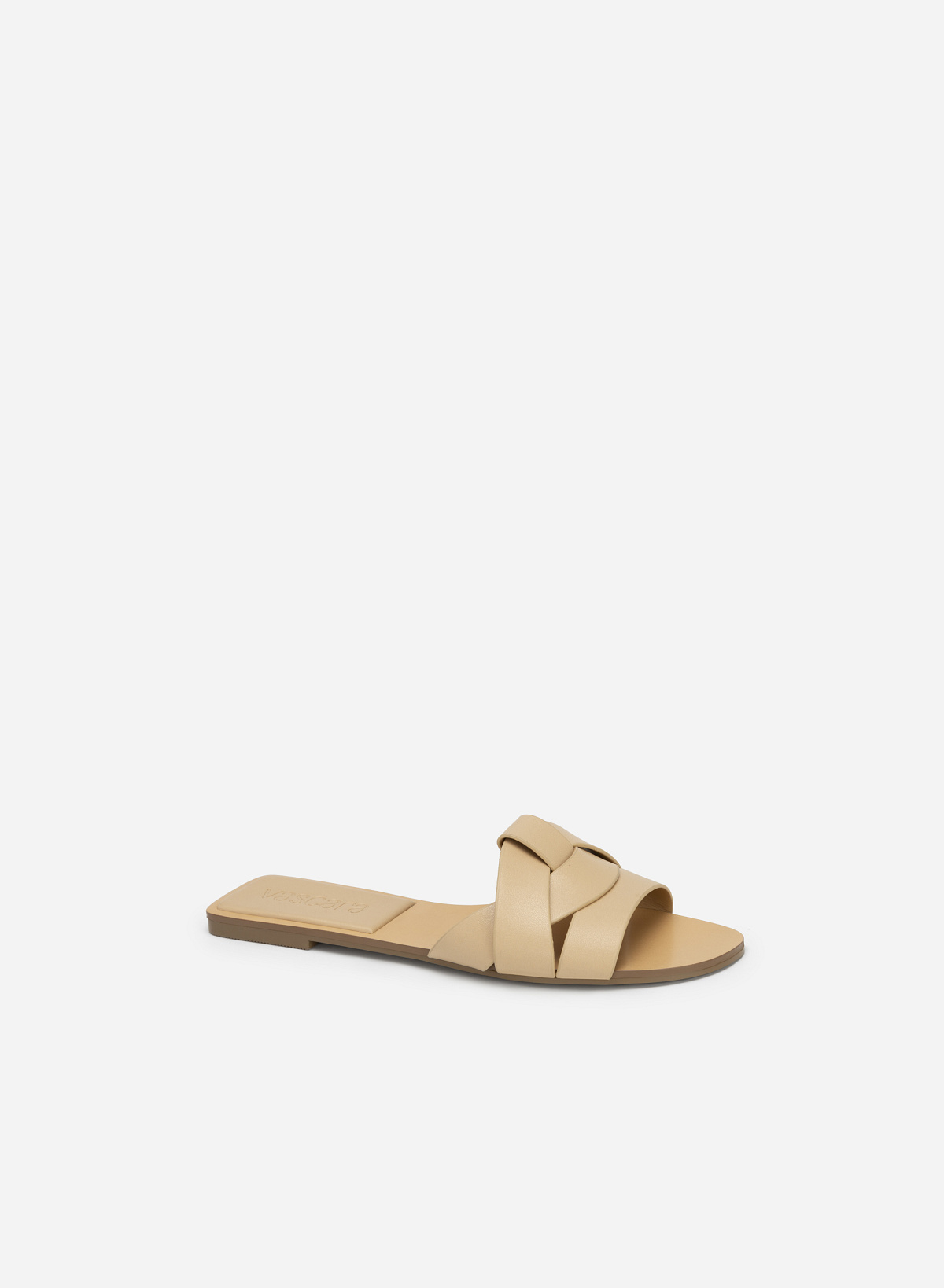 Cross Front Strap Rounded Toe Slippers - FLI 0189 - Beige | VASCARA