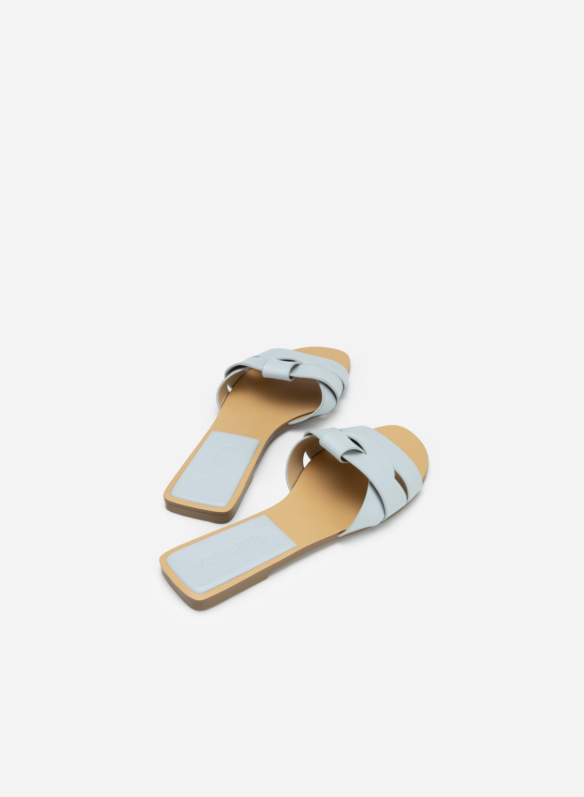 Cross Front Strap Rounded Toe Slippers - FLI 0189 - Light Blue | VASCARA