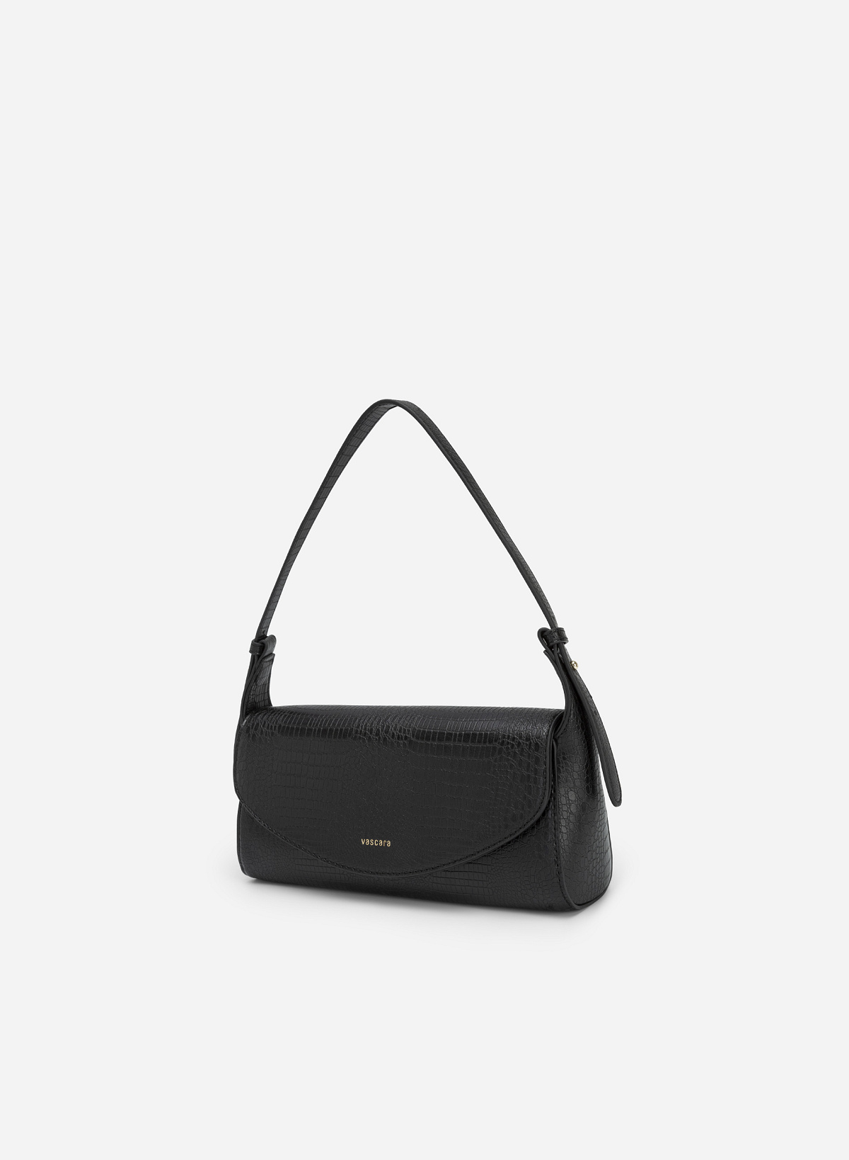 Croc-effect Handbag - SAC 0308 - Black - vascara.com