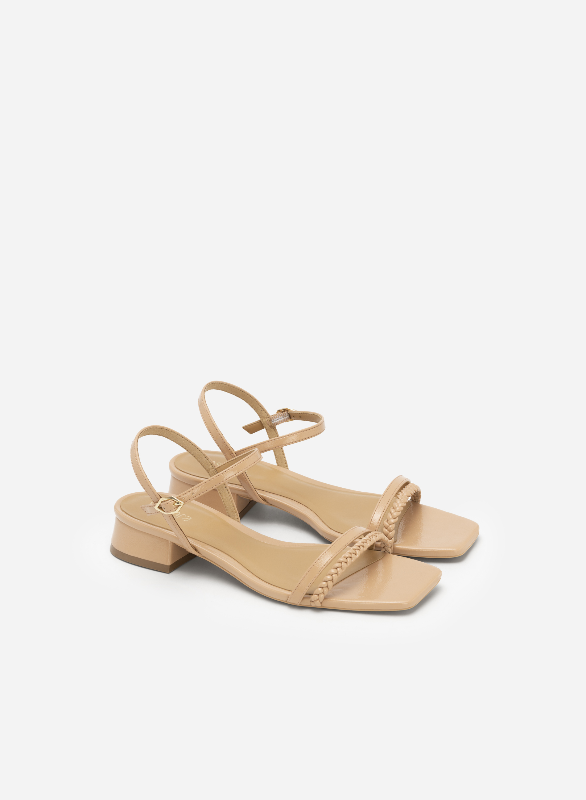 Braid Strap Block Heel Sandals - SDL 0325 - Dark beige | VASCARA