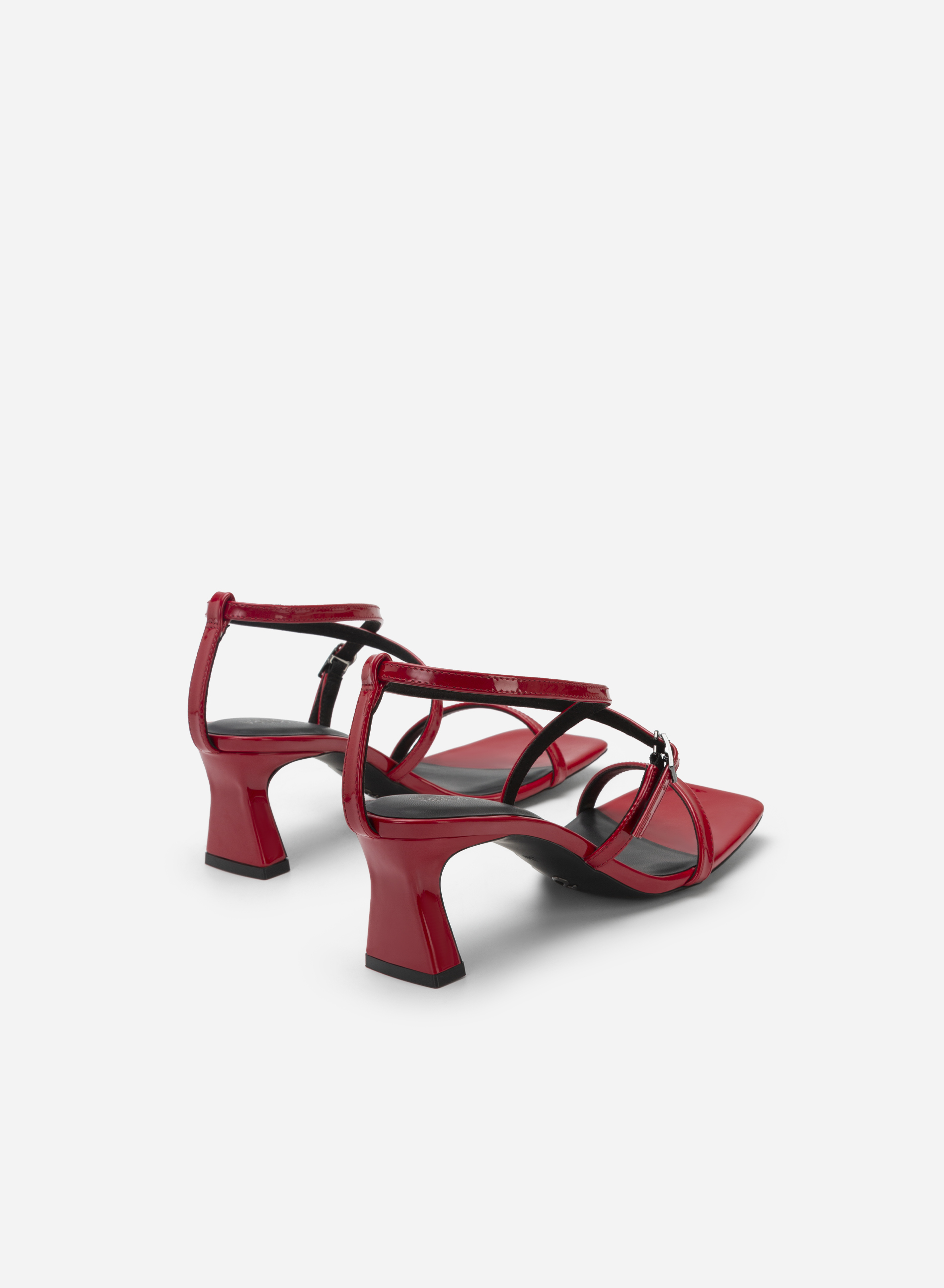 Skinny Cross Strap Square Toe Sandals - PUM 0730 - Red | VASCARA