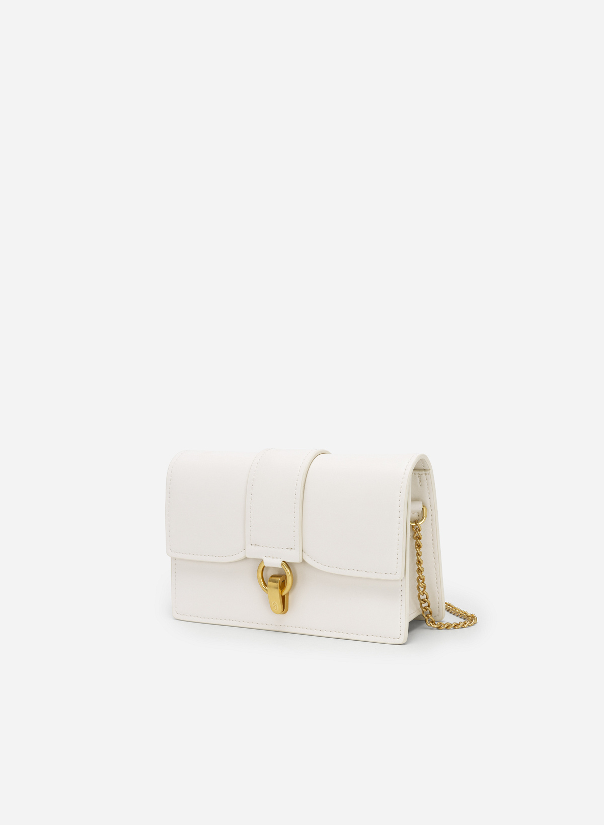 Hook Lock Layered Crossbody Bag - MES 0192 - White - vascara.com