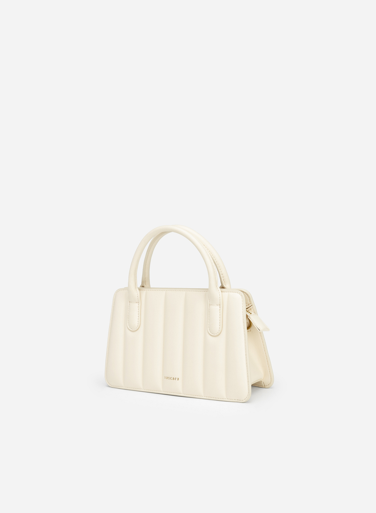 Double Handle Vertical Quilted Handbag - TTE 0092 - Cream - vascara.com