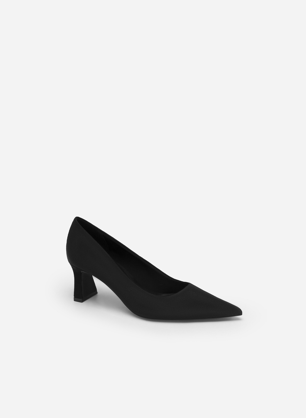 Spool Block Heel Pointed Toe Pumps - HIG 0542 - Black - vascara.com