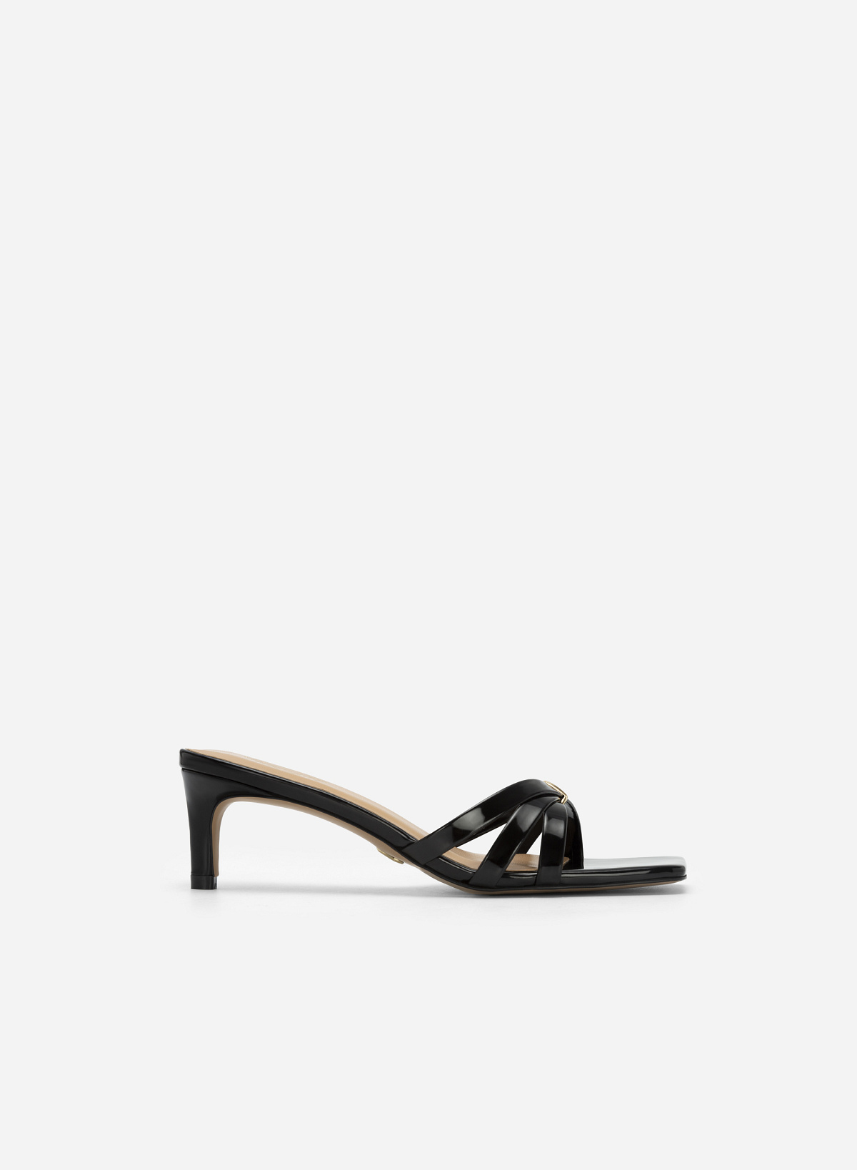 Cross Strap Cuban Heel Square Toe Mule Sandals - MUL 0165 - Black - vascara.com