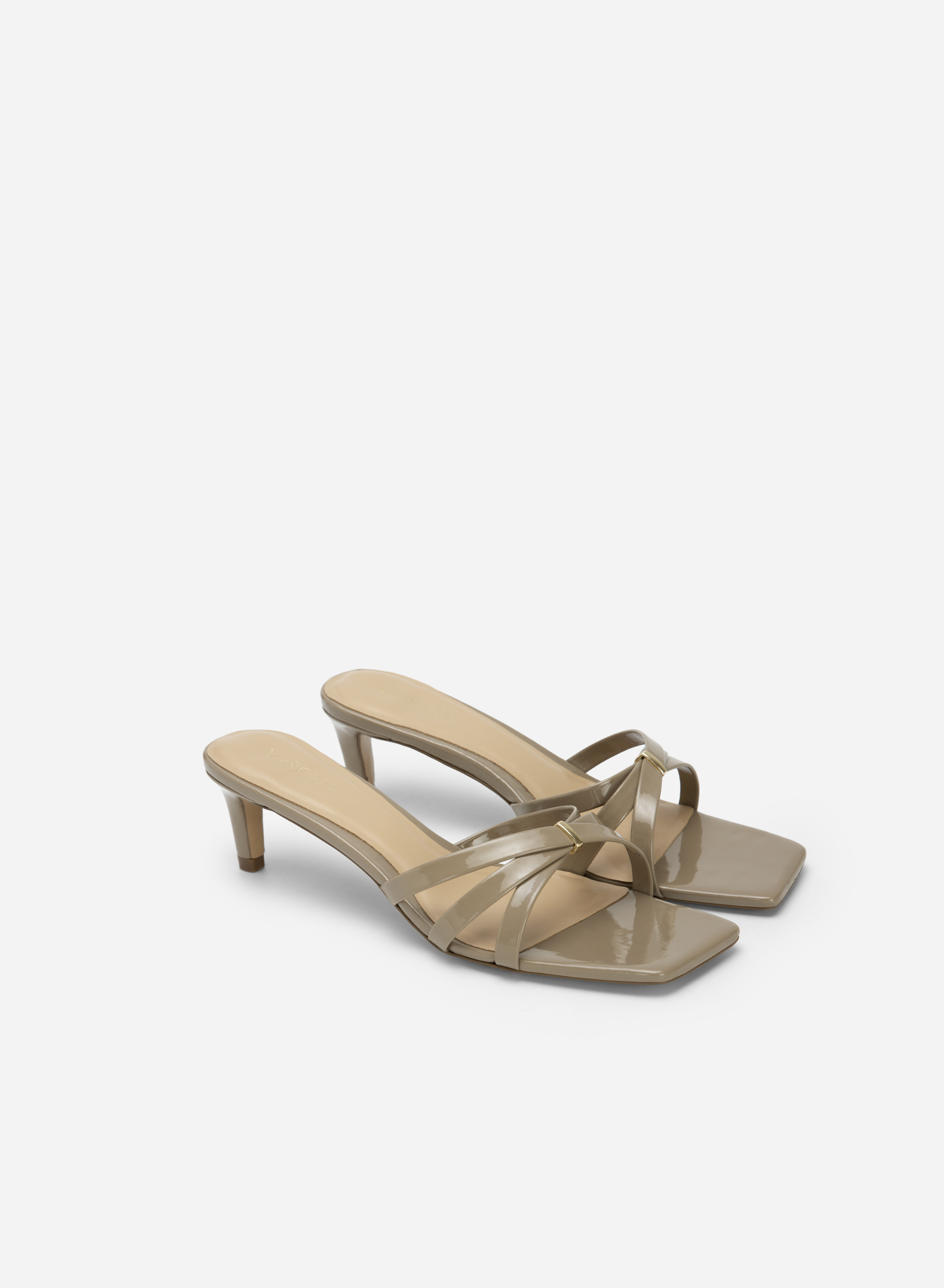 Cross Strap Cuban Heel Square Toe Mule Sandals - MUL 0165 - Olive