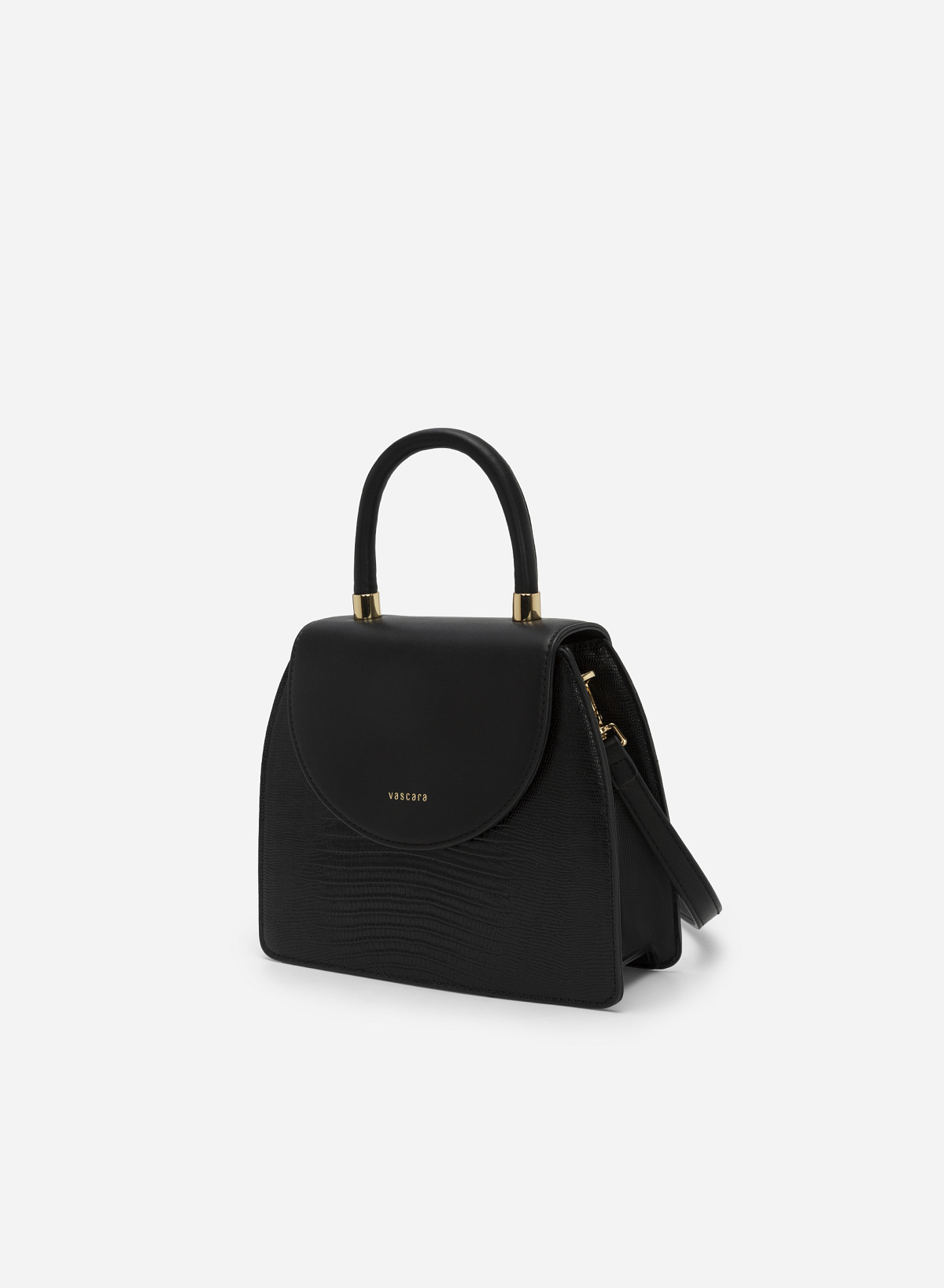 Standing Handle Lizard-effect Handbag - SAC 0300 - Black - vascara.com