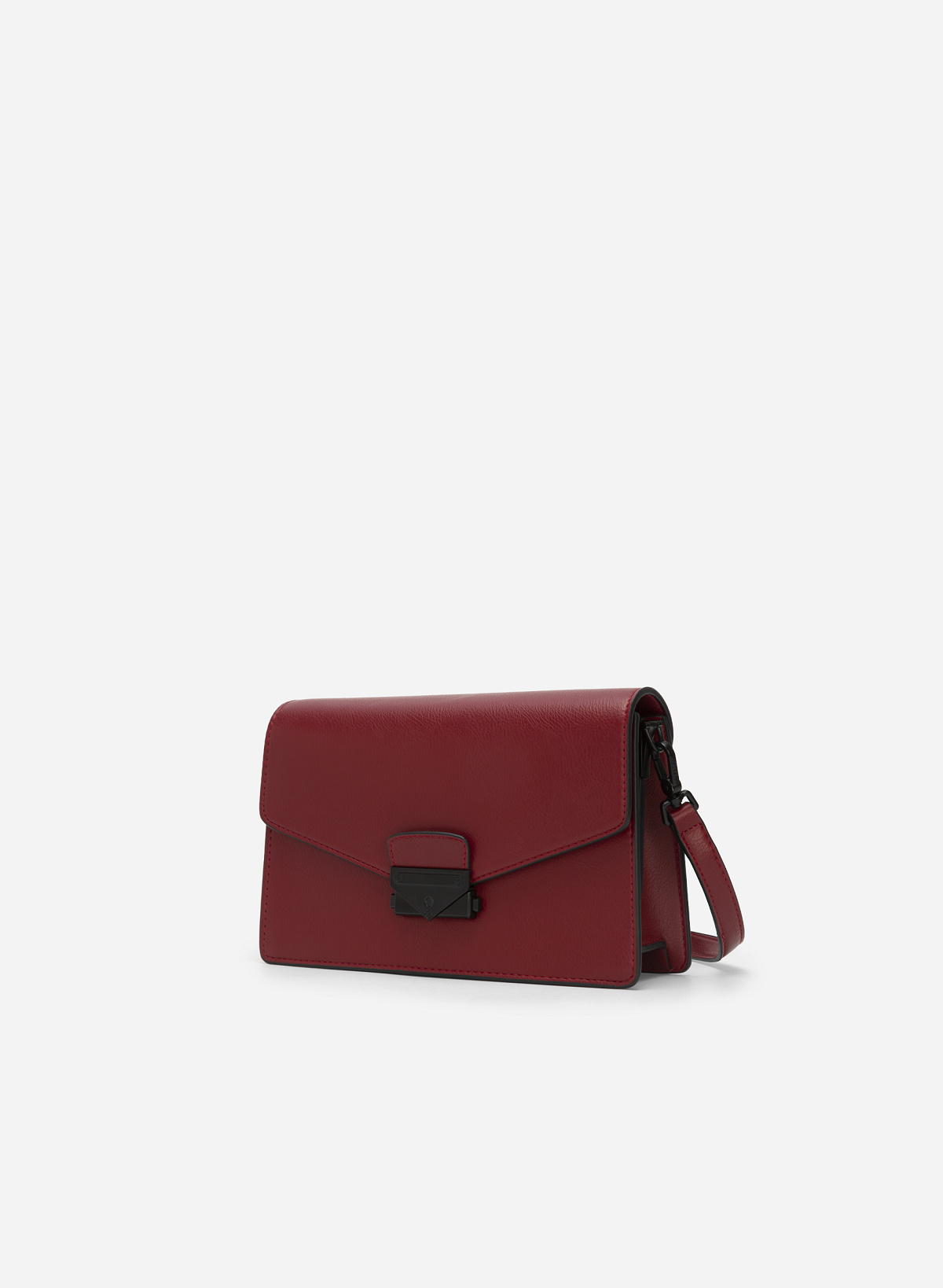 V-shaped Lock Crossbody Bag - MES 0200 - Bordeaux - vascara.com