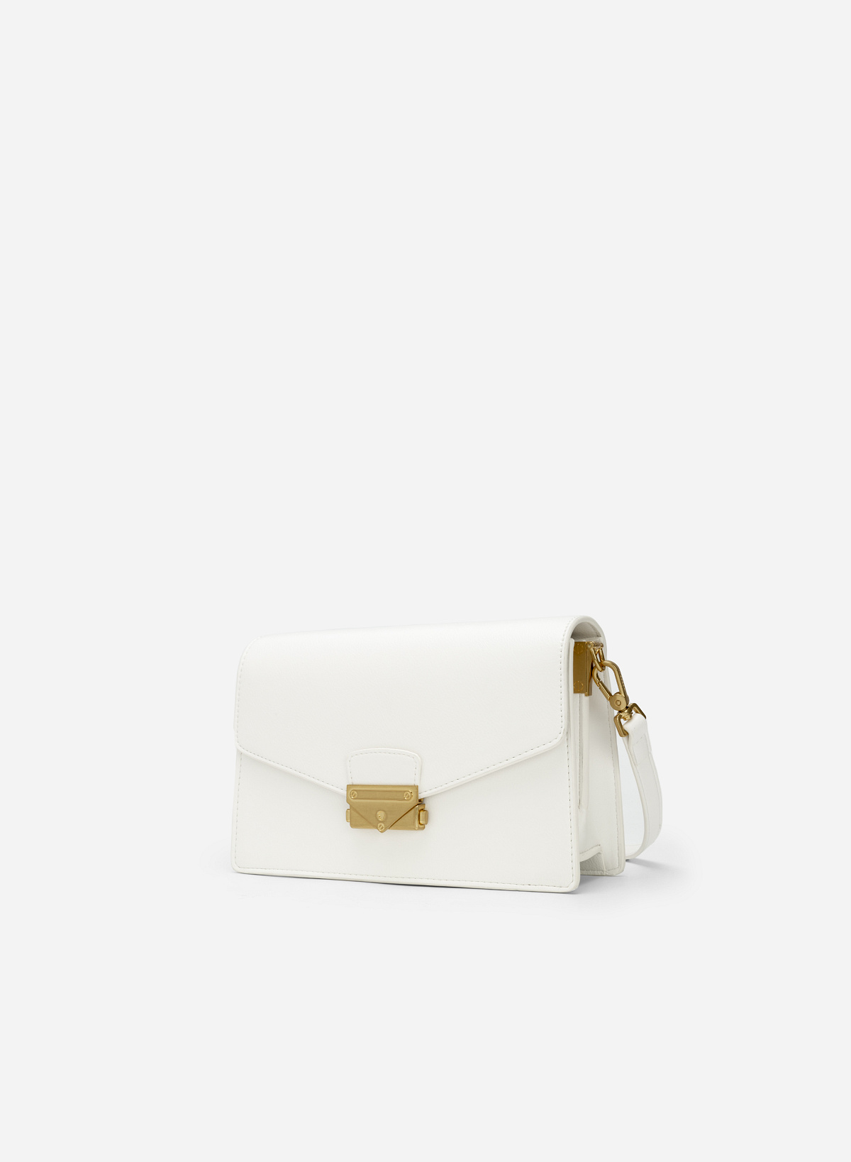 V-shaped Lock Crossbody Bag - MES 0200 - White - vascara.com