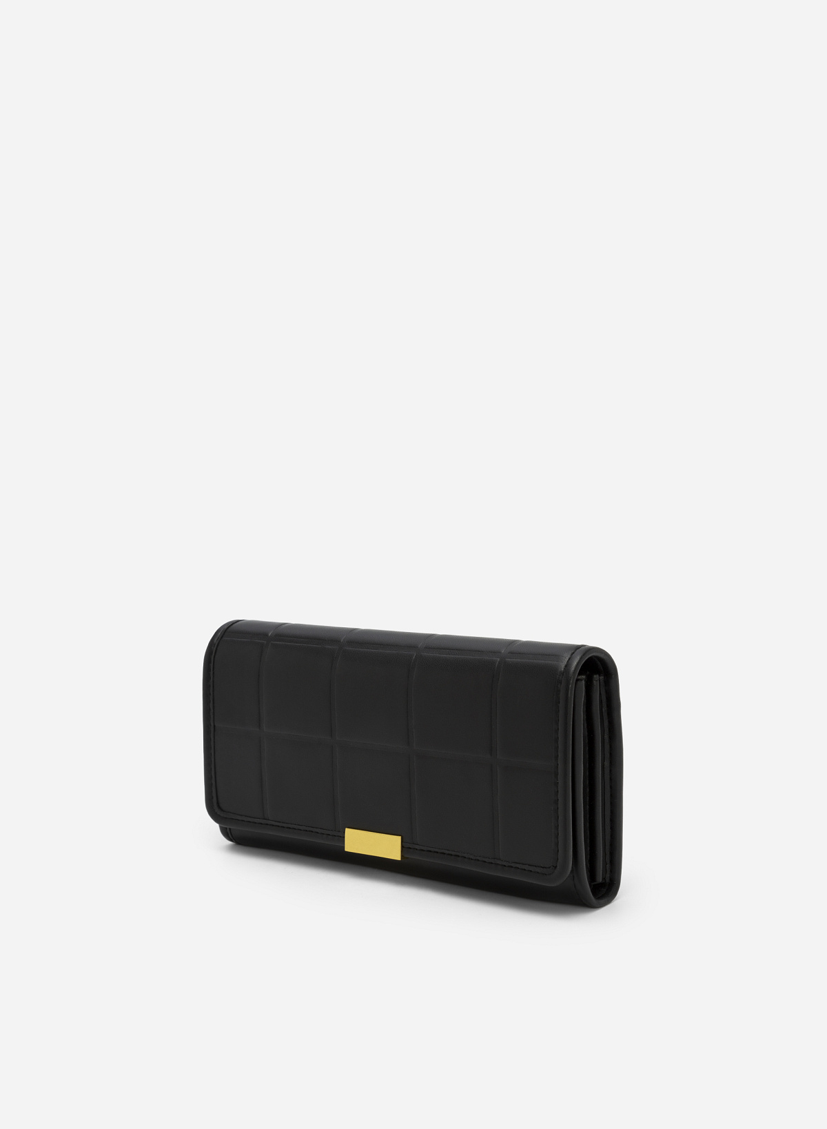 Grid Embossed Wallet - WLL 0239 - Black - vascara.com