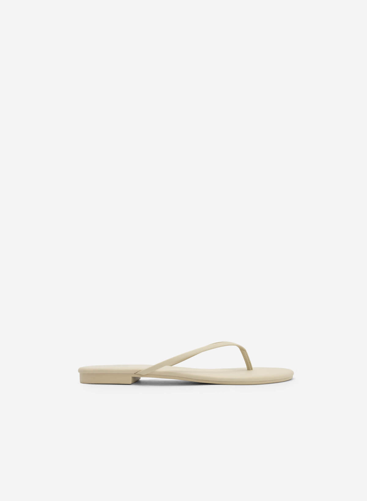 Round Toe Flip Flops - FLI 0180 - Cream - vascara.com