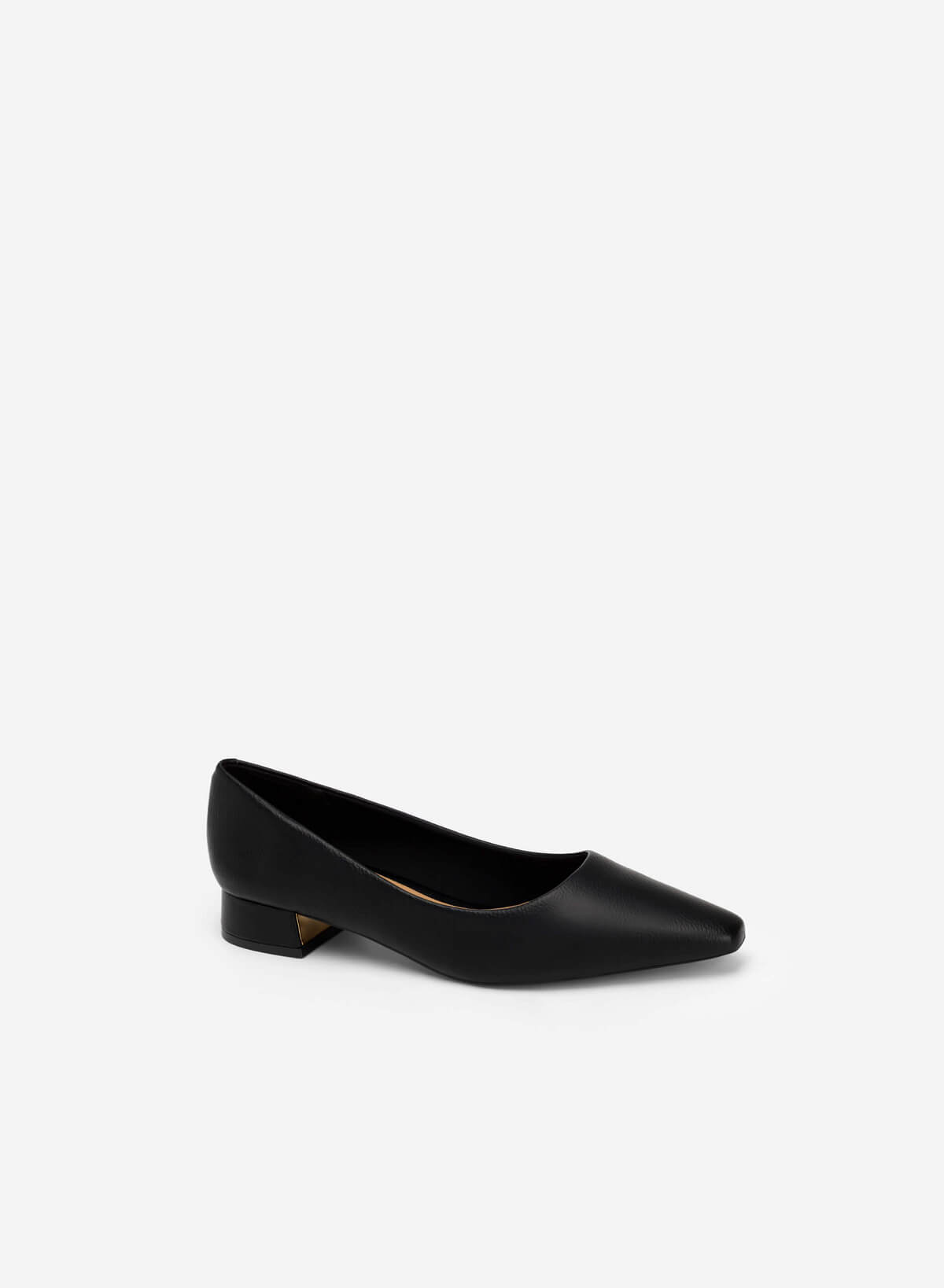 Metal Décor Block Heel Pointed Toe Pumps - HIG 0548 - Black - vascara.com