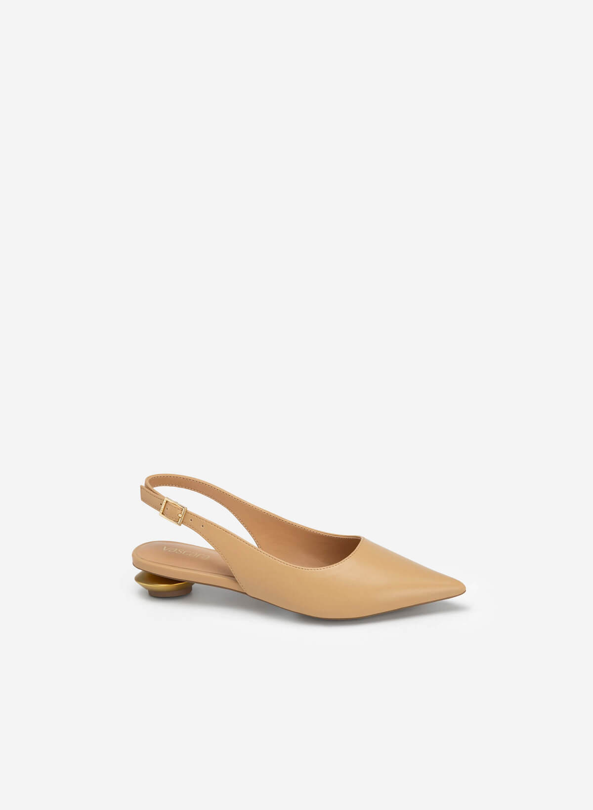 Mirror Geometric Heel Pointed Toe Slingbacks - HIG 0543 - Beige - vascara.com