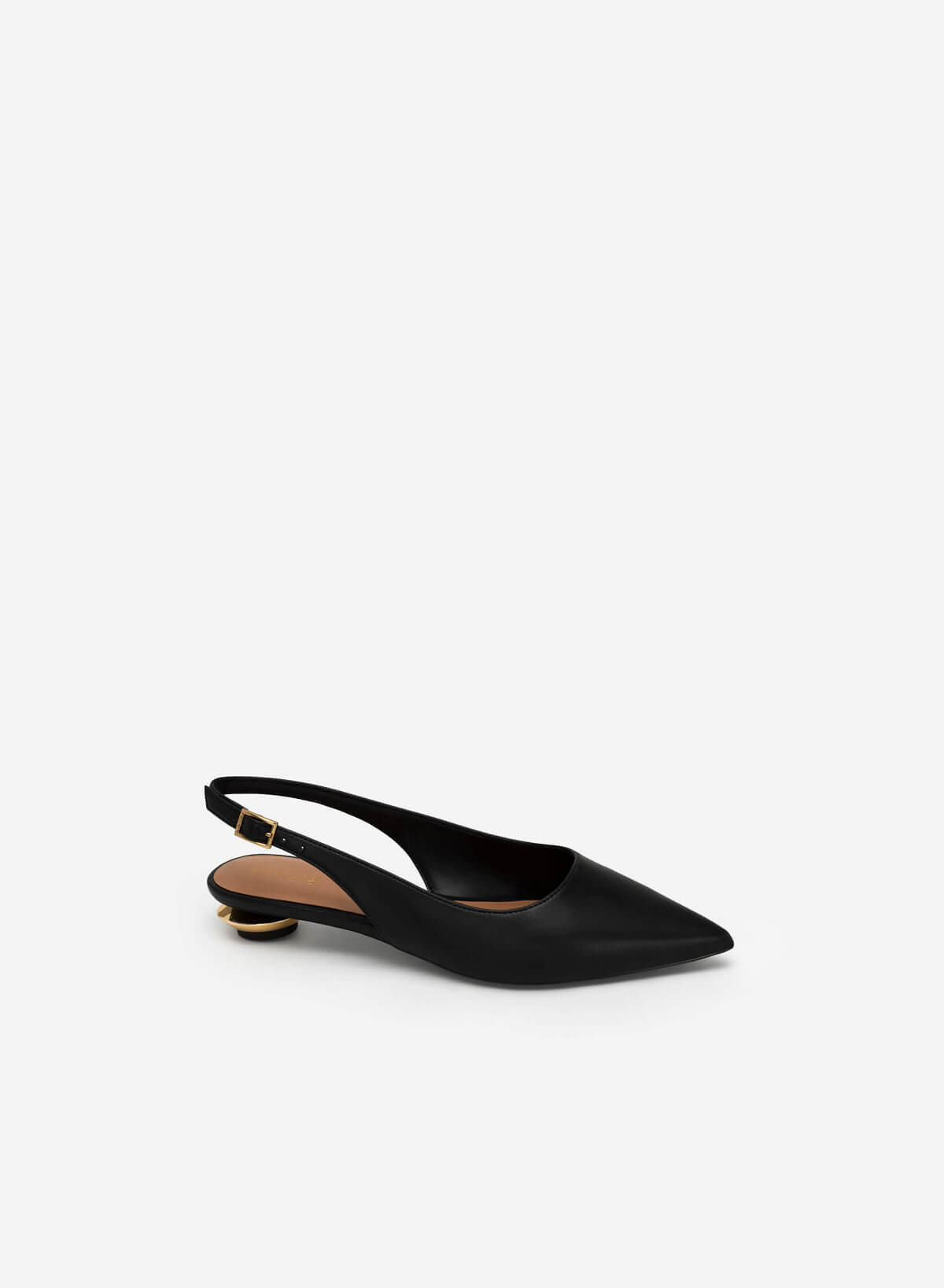 Mirror Geometric Heel Pointed Toe Slingbacks - HIG 0543 - Black - vascara.com