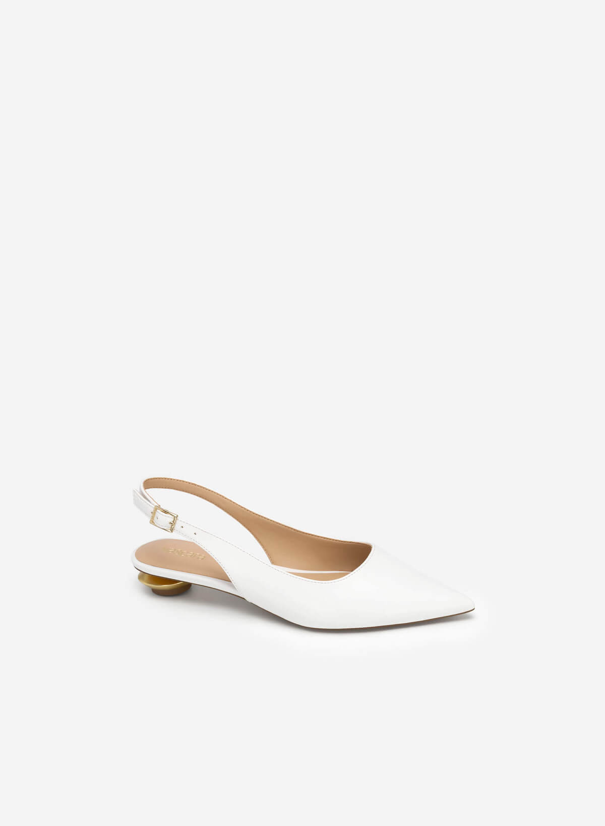 Mirror Geometric Heel Pointed Toe Slingbacks - HIG 0543 - White - vascara.com