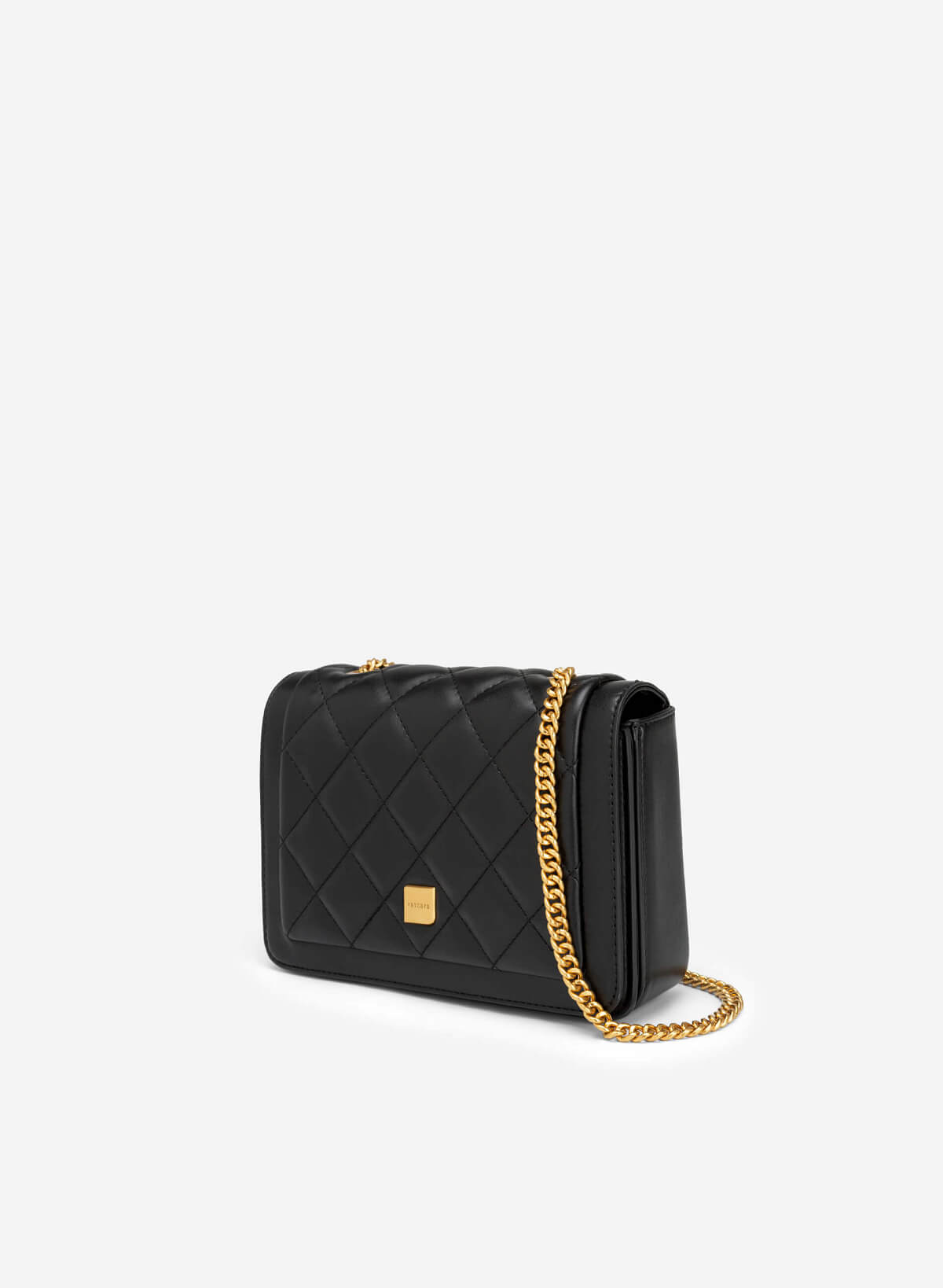 Chain Strap Grid Quilted Crossbody Bag - MES 0203 - Black - vascara.com