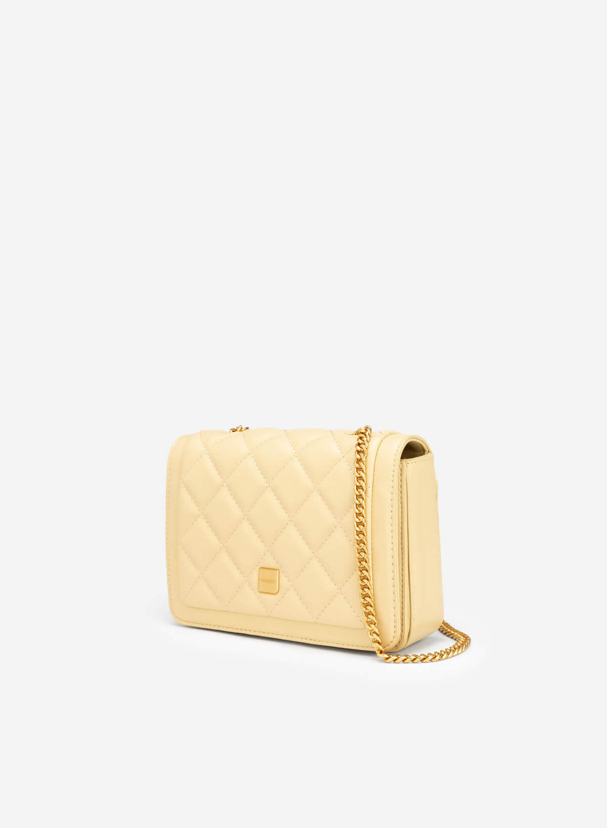 Chain Strap Grid Quilted Crossbody Bag - MES 0203 - Light Yellow - vascara.com