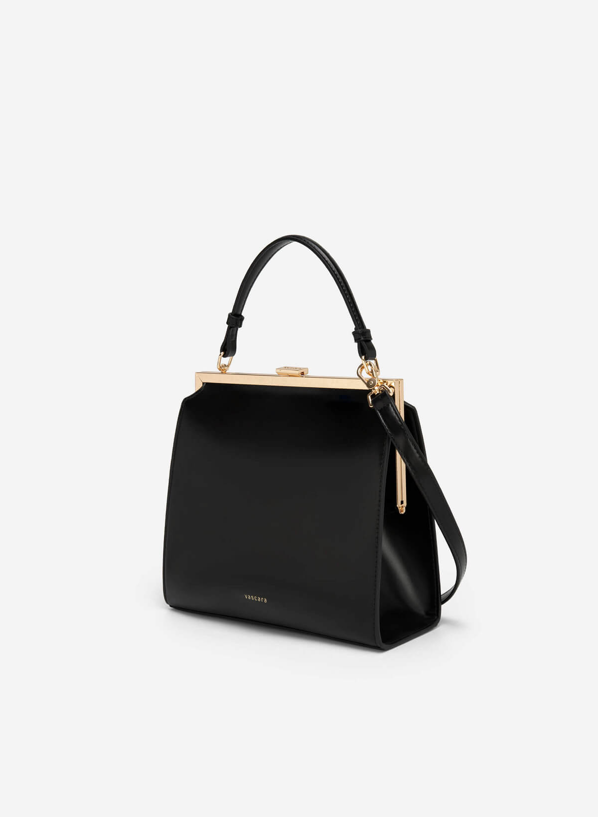 Hinged Frame Metal Clasp Premium Tote Bag - TTE 0083 - Black - vascara.com