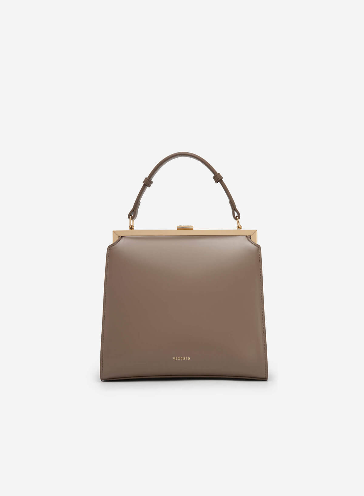 Hinged Frame Metal Clasp Premium Tote Bag - TTE 0083 - Dark beige - vascara.com