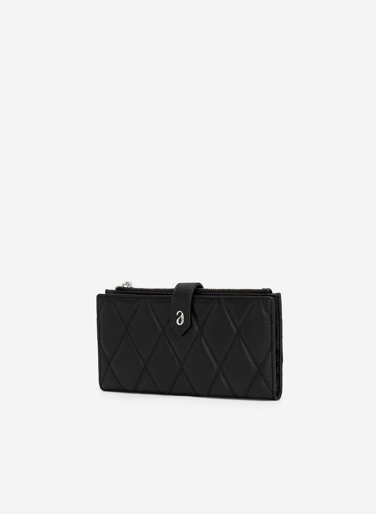 Rhombus Quilted Wallet - WLL 0244 - Black - vascara.com