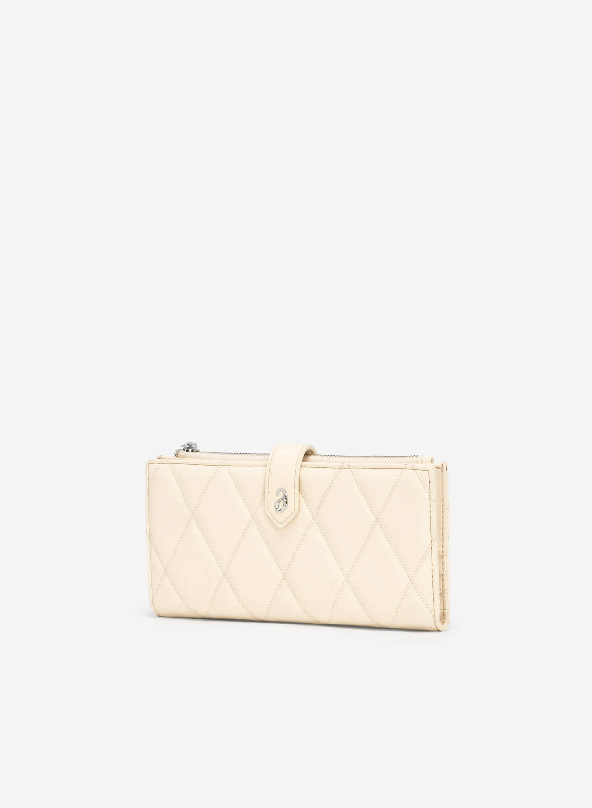 Rhombus Quilted Wallet - WLL 0244 - Cream - vascara.com