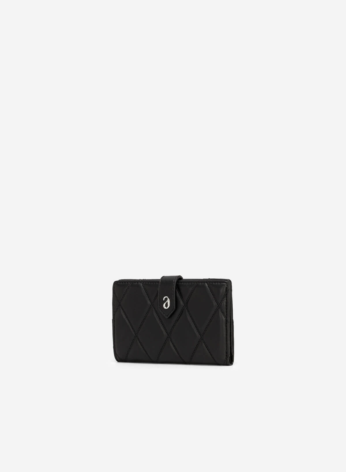 Rhombus Quilted Mini Wallet - WLL 0245 - Black - vascara.com