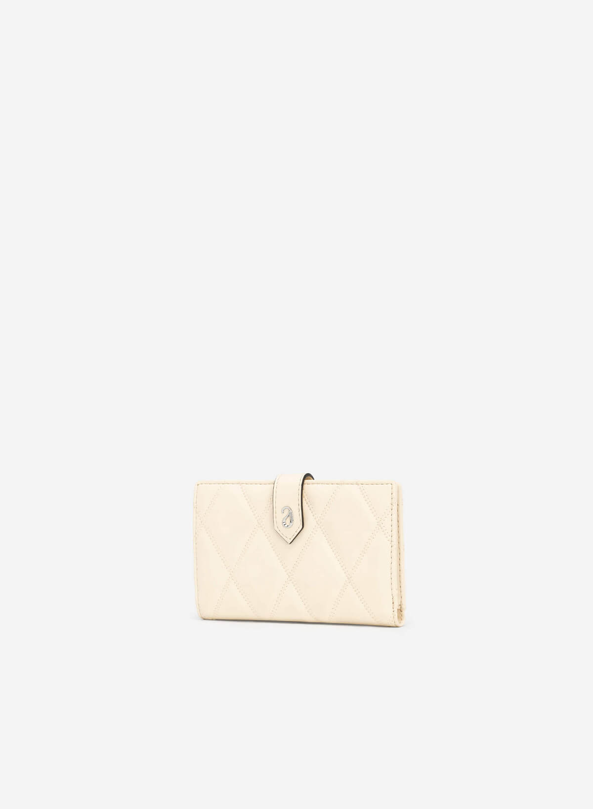 Rhombus Quilted Mini Wallet - WLL 0245 - Cream - vascara.com