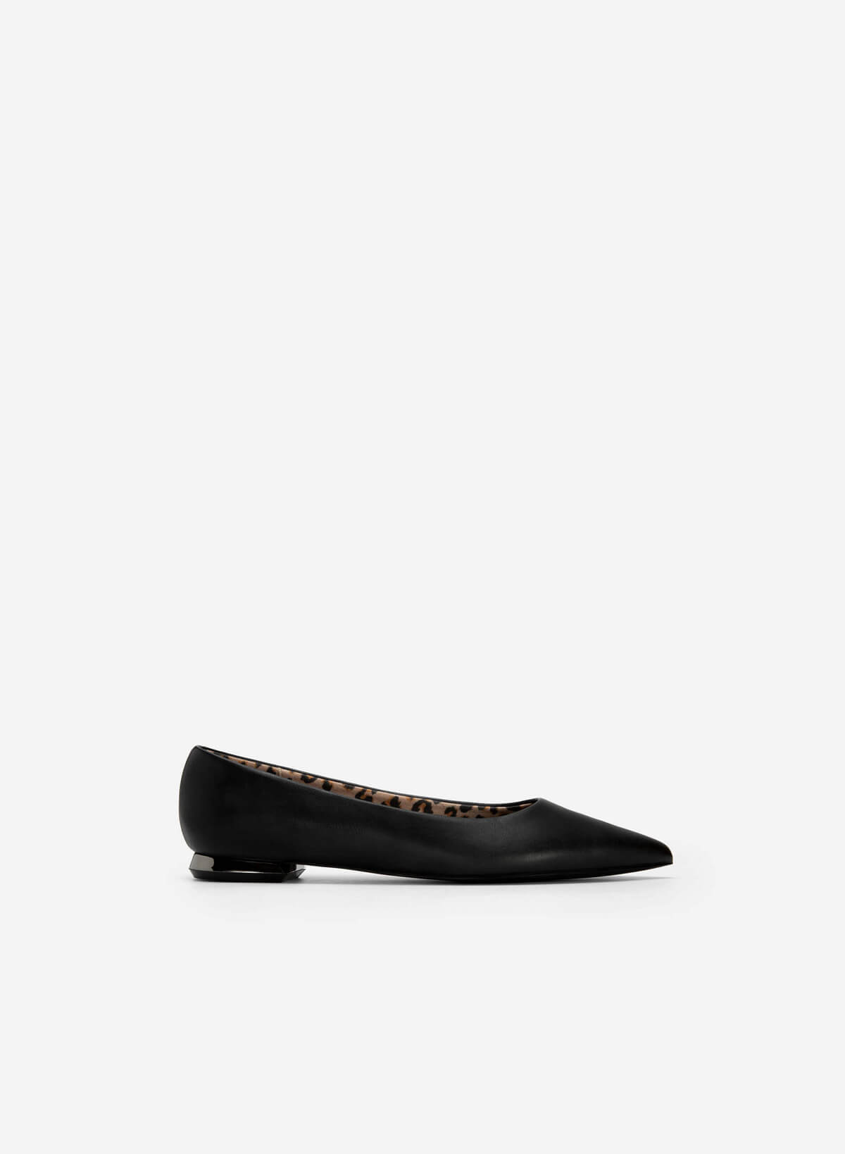 Metallic Heel Leopard Print Flat Shoes - HIG 0525 - Black - vascara.com