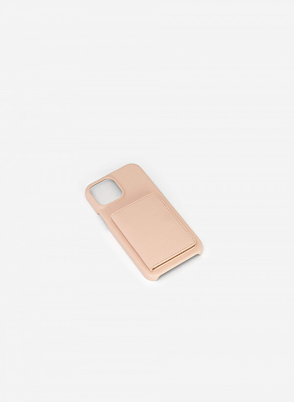Ốp lưng điện thoại iphone 13 pro max phối ví mini đựng thẻ - IPC 0006 - Màu hồng nhạt - VASCARA