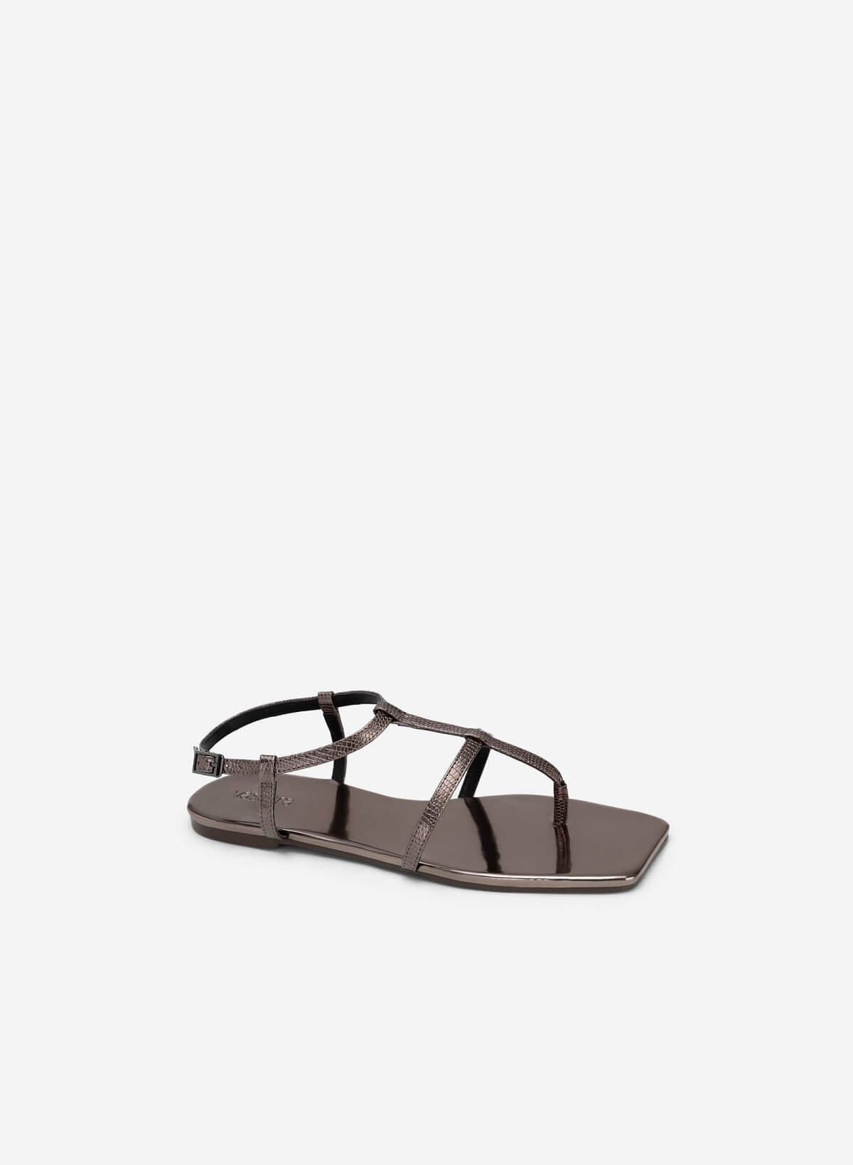 Lizard-effect Strap Metallic Sandal - SDL 0332 - Gunpowder - vascara.com