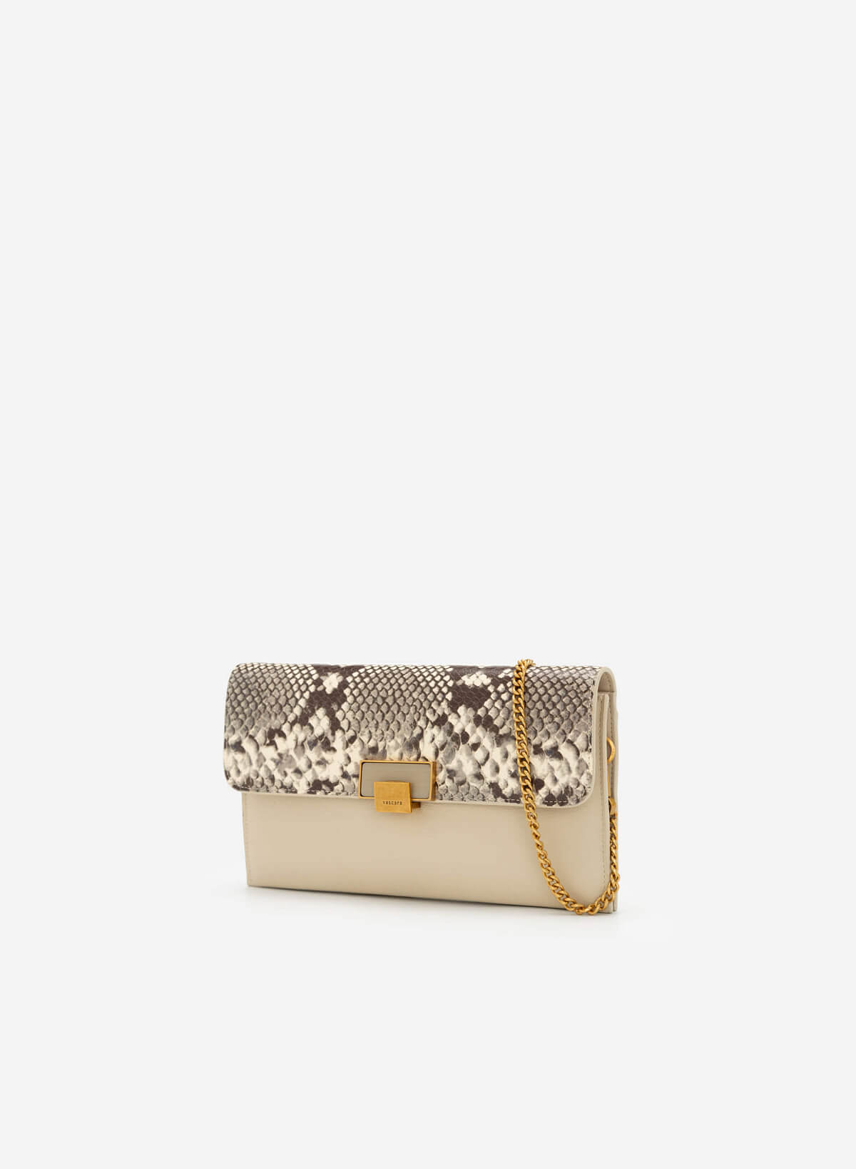 Snake Print Flap Clutch - CLT 0094 - Beige - vascara.com