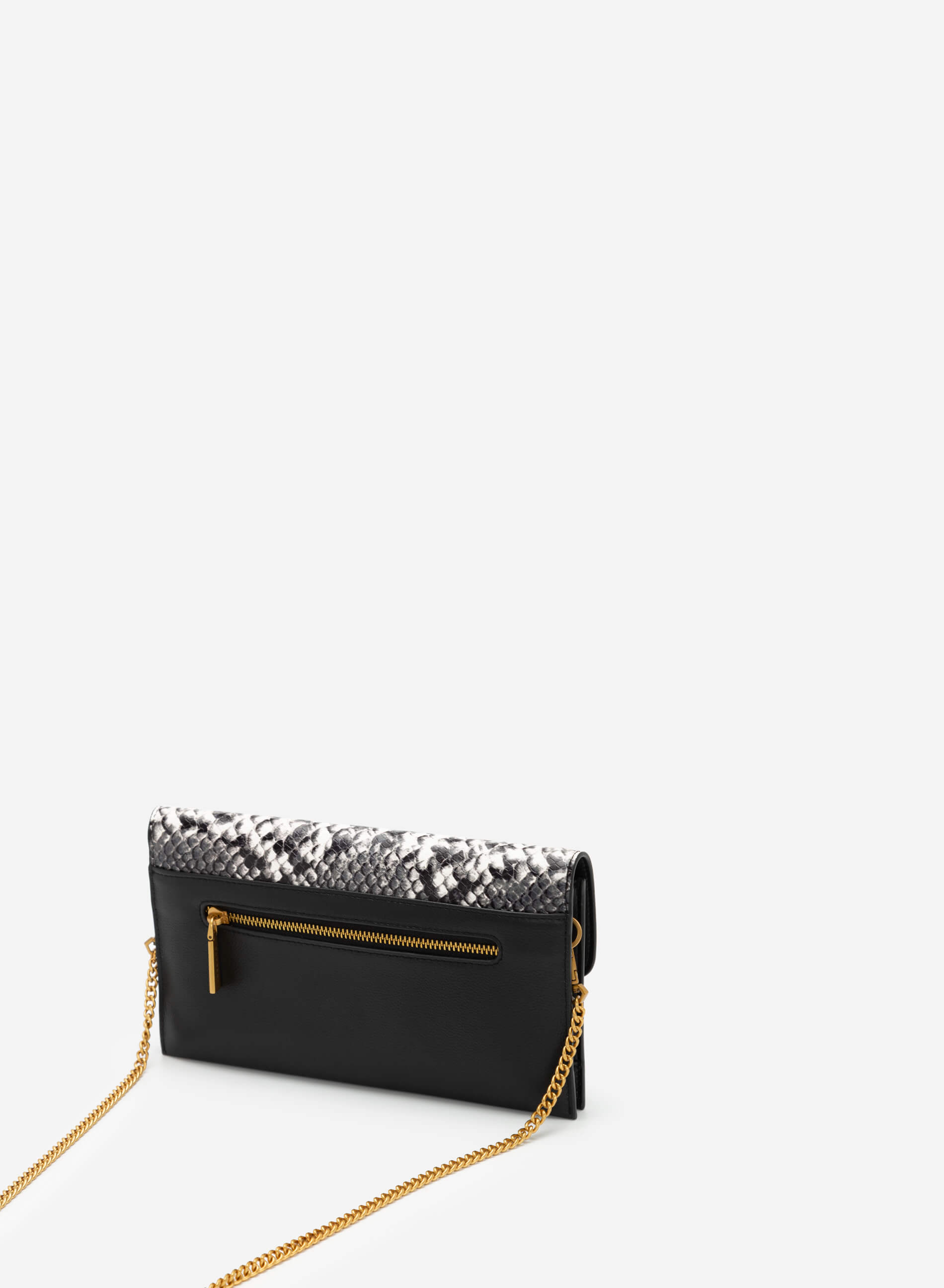 Snake Print Flap Clutch - CLT 0094 - Black | VASCARA