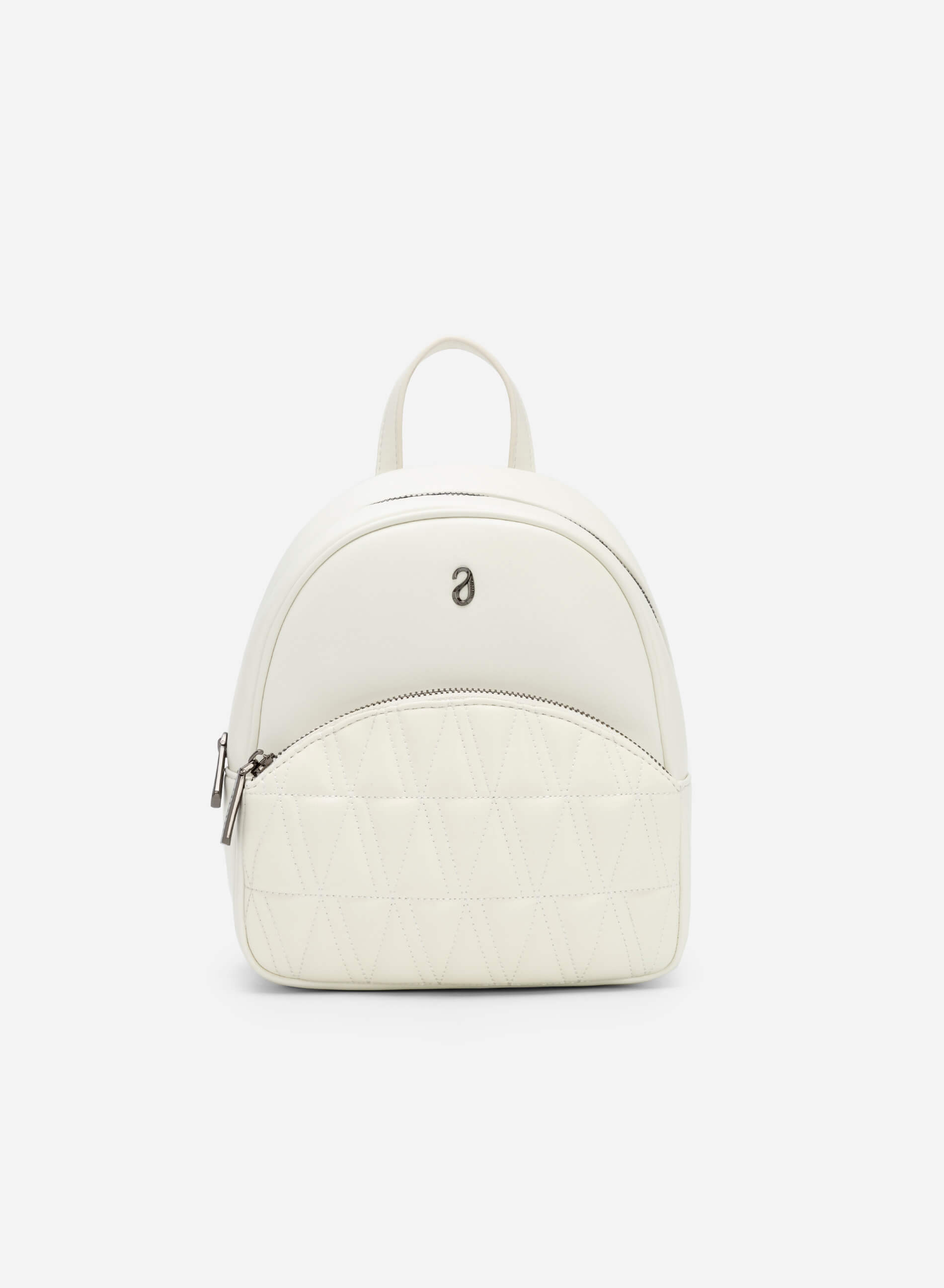 Geometric-Pattern Quilted Mini Backpack - BAK 0183 - White | VASCARA