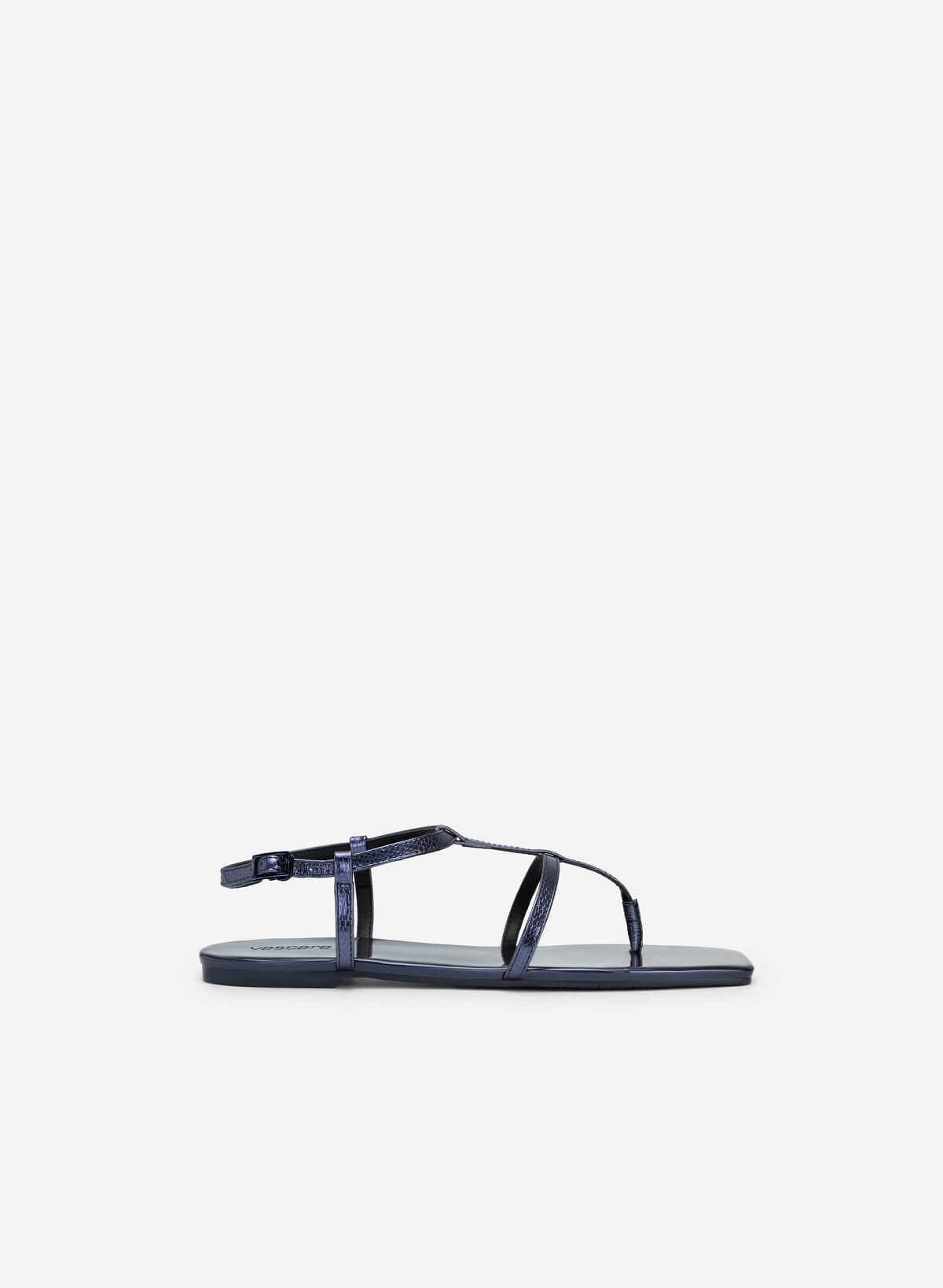 Lizard-effect Strap Metallic Sandal - SDL 0332 - Dark Blue - vascara.com