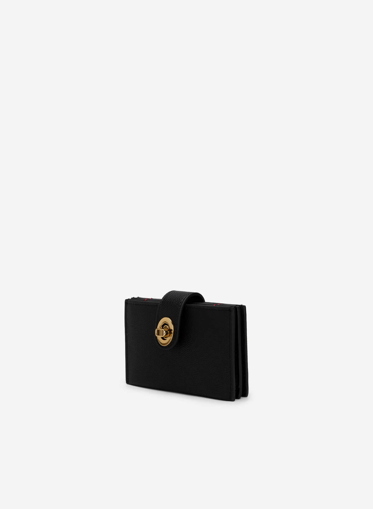 Metal Lock Multi-compartment Mini Wallet  - WLL 0246 - Black - vascara.com