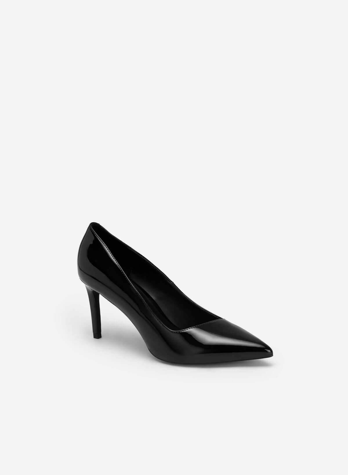 Polished Style Pointed Toe Pumps - HIG 0566 - Black - vascara.com