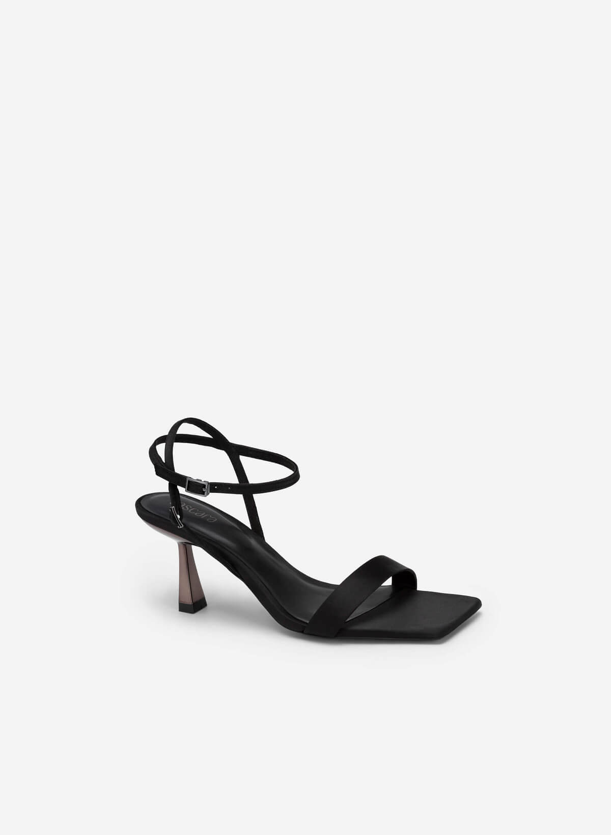 Satin Ankle Strap Sandals - PUM 0734 - Black - vascara.com