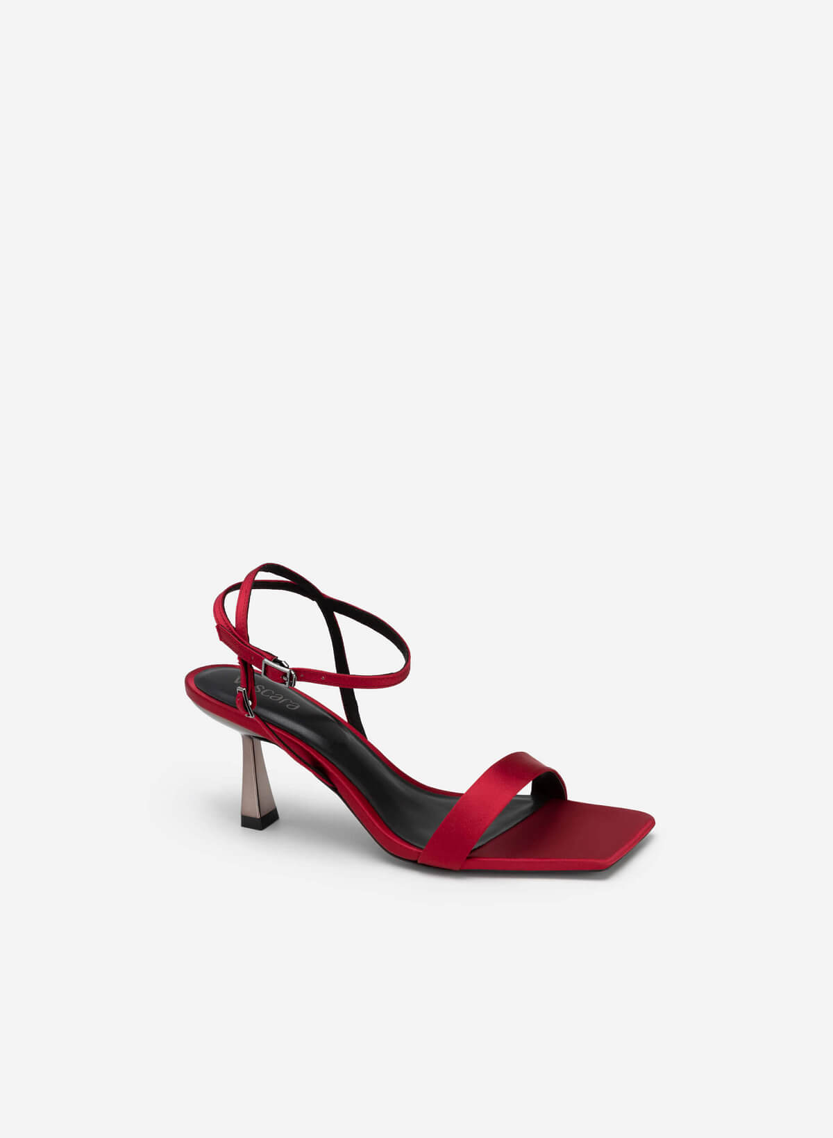 Satin Ankle Strap Sandals - PUM 0734 - Red - vascara.com