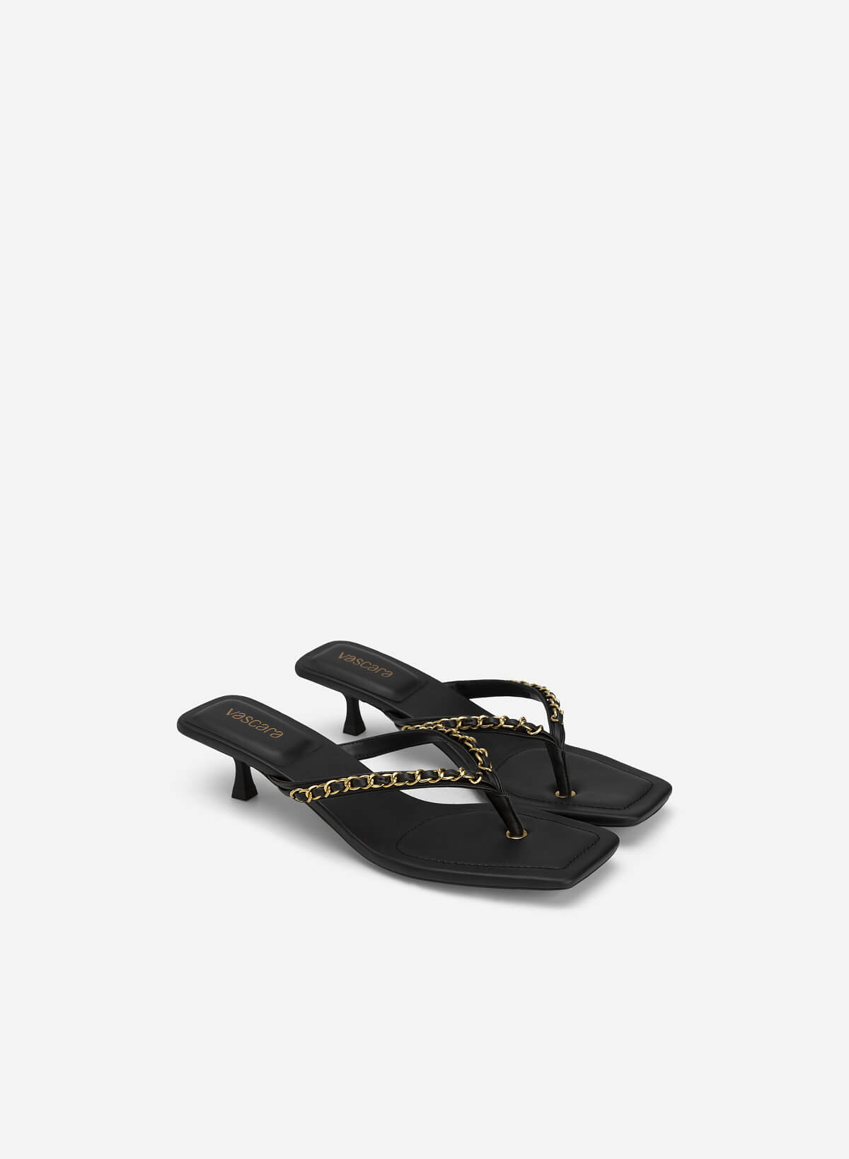 Chain Décor Front Strap Flip Flop Mules - MUL 0186 - Black - vascara.com