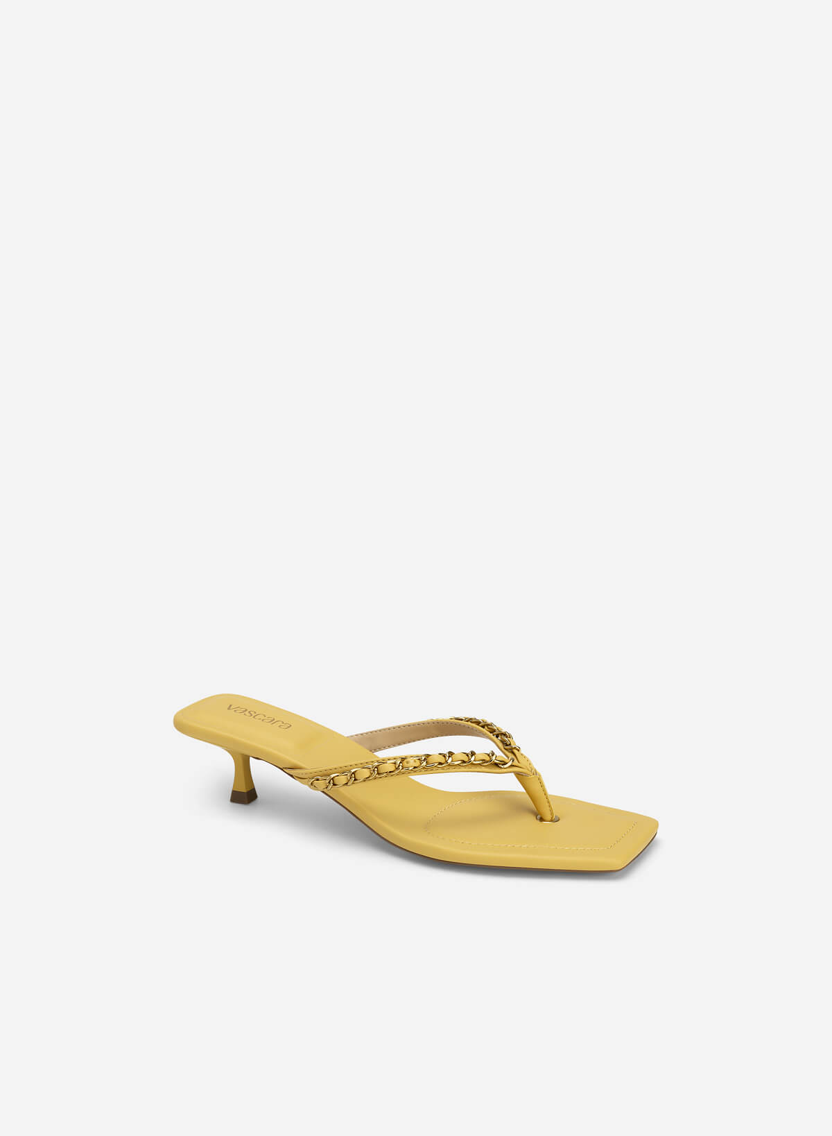 Chain Décor Front Strap Flip Flop Mules - MUL 0186 - Yellow - vascara.com