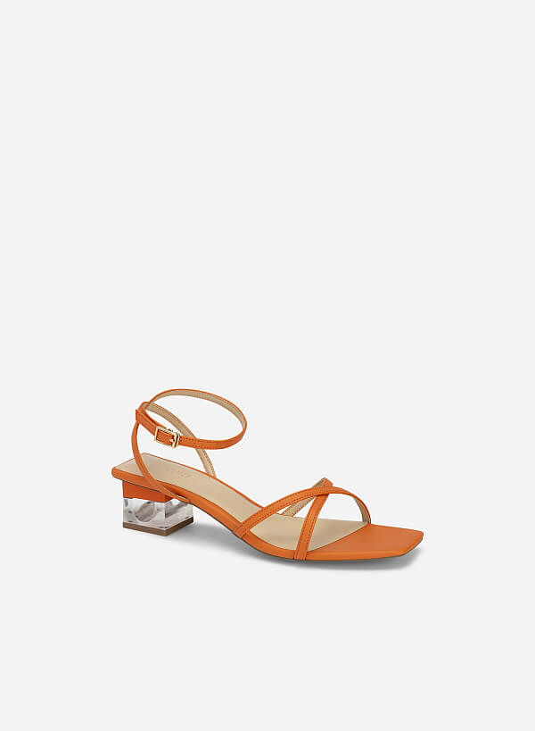 Crystal Heel Ankle Strap Sandals - PUM 0747 - Yellow | VASCARA