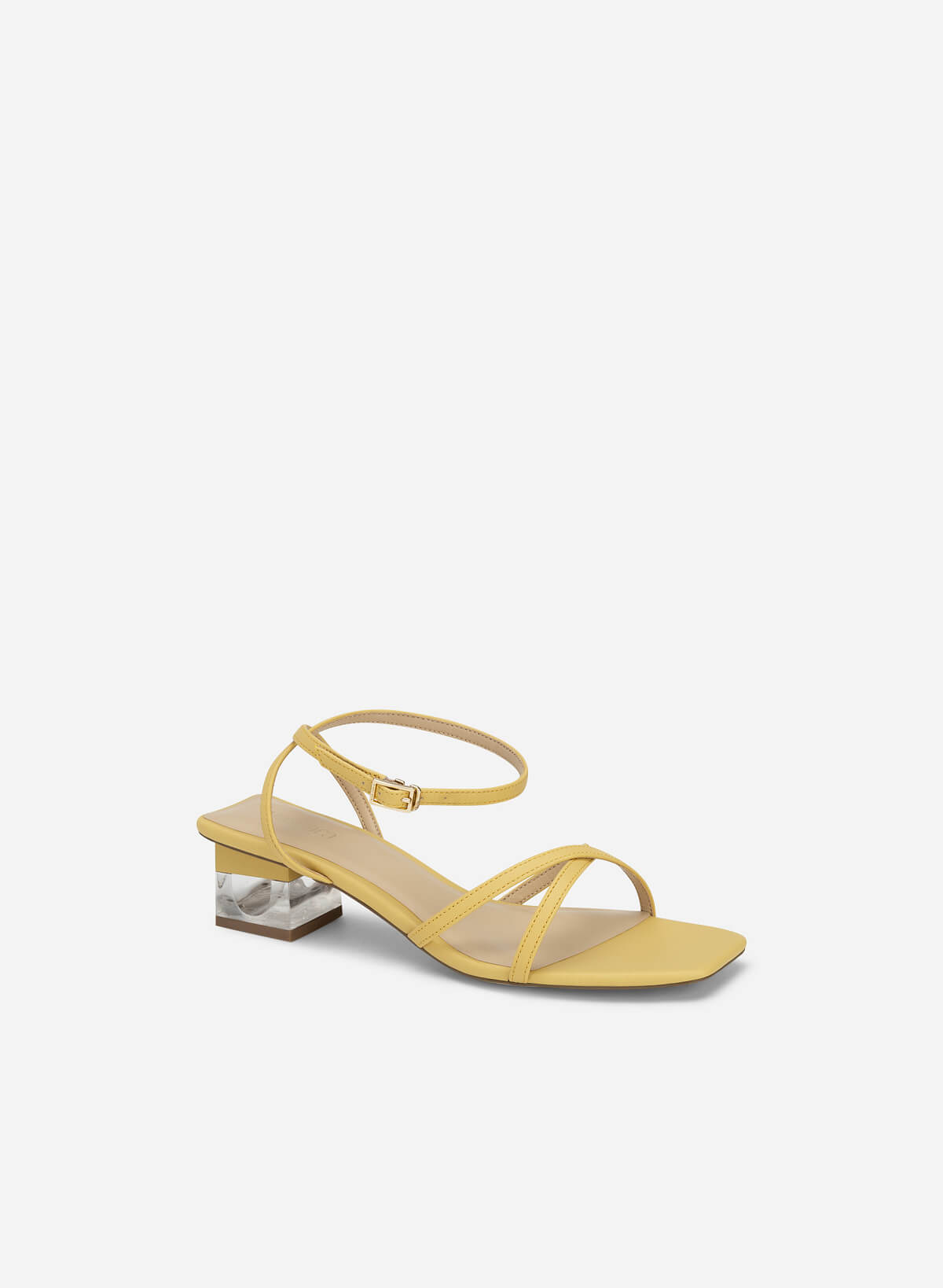 Crystal Heel Ankle Strap Sandals - PUM 0747 - Yellow - vascara.com