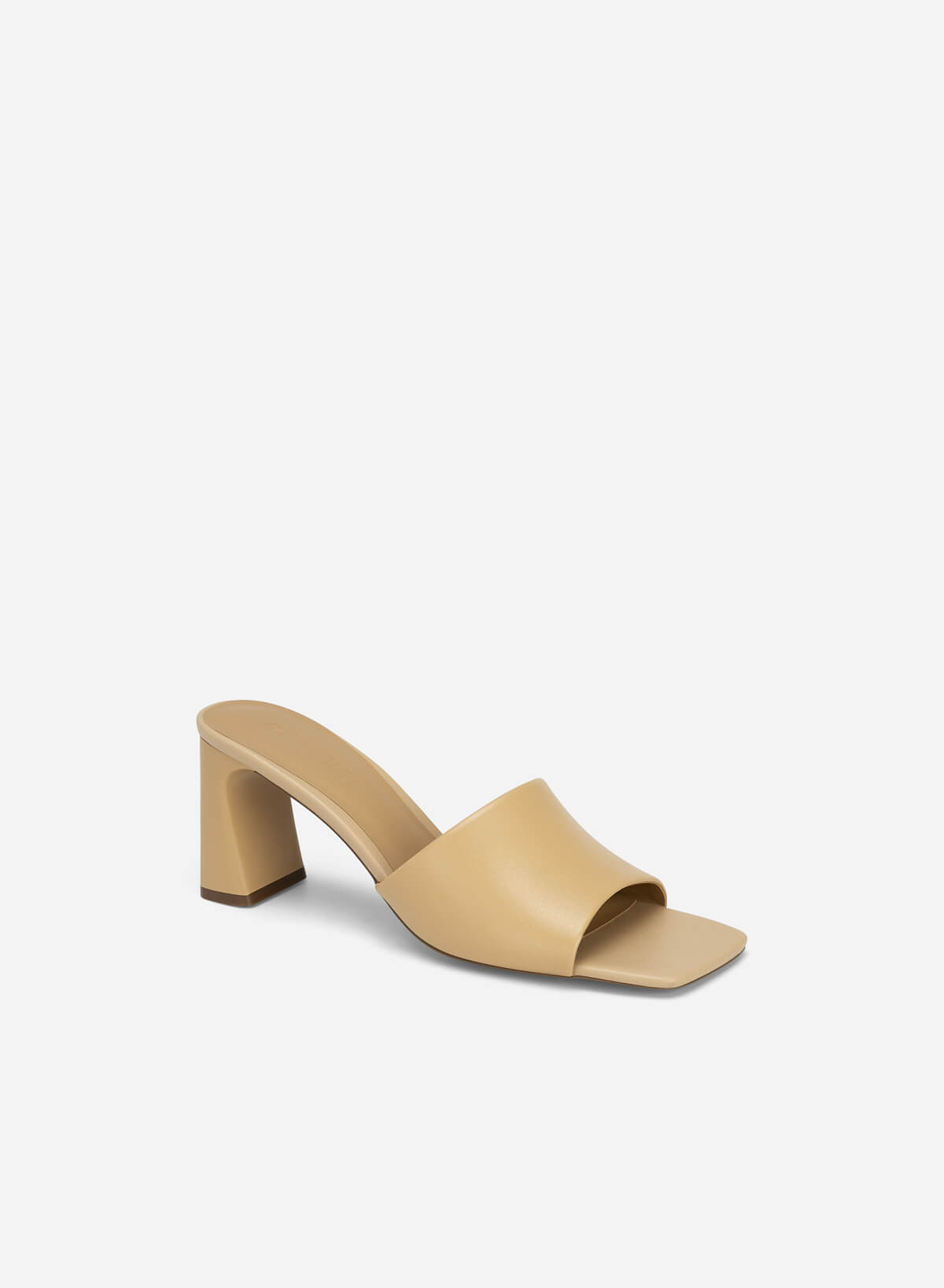 Front Strap Block Heel Mules - MUL 0190 - Beige - vascara.com