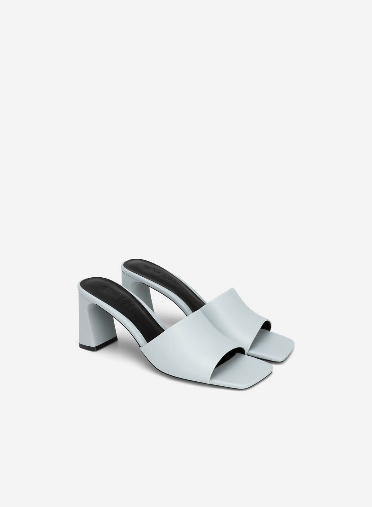 Front Strap Block Heel Mules - MUL 0190 - Light Blue - vascara.com