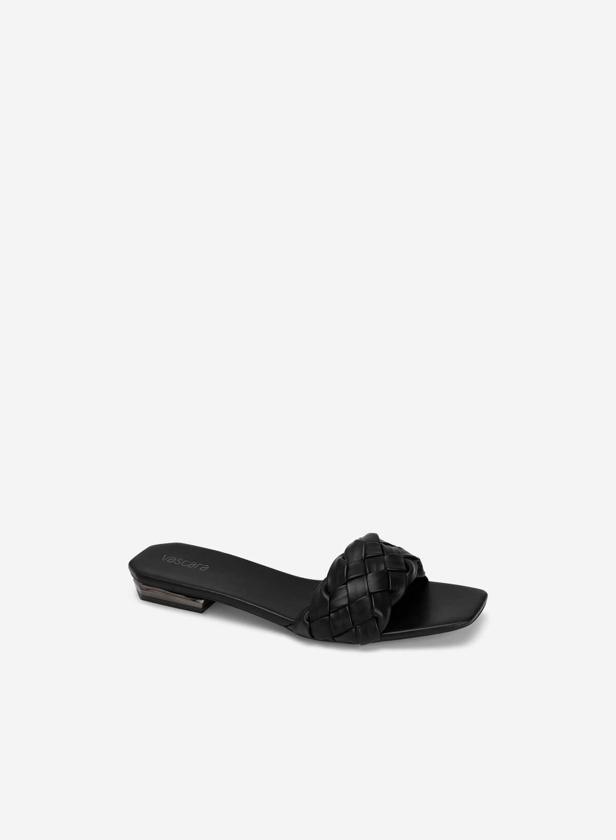 Glitter-effect Block Heel Cross Strap Flip Flops - FLI 0190 - Black - vascara.com