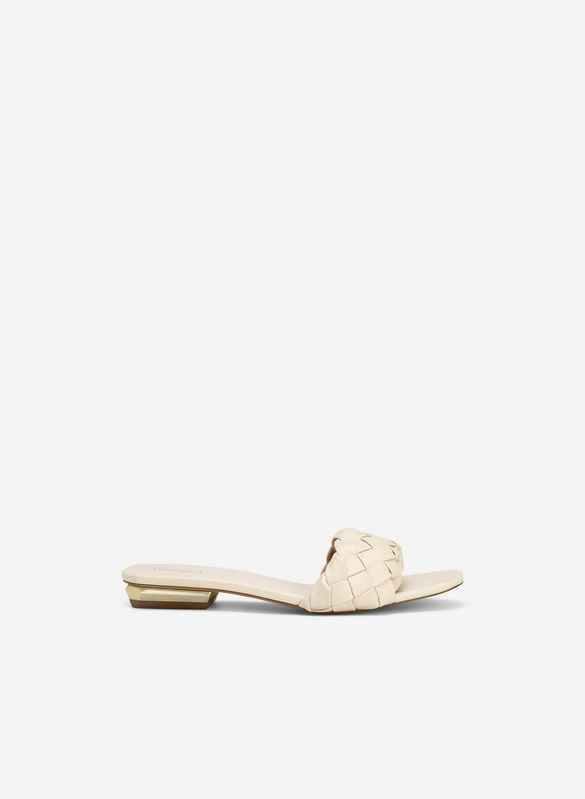 Glitter-effect Block Heel Cross Strap Flip Flops - FLI 0190 - Cream - vascara.com