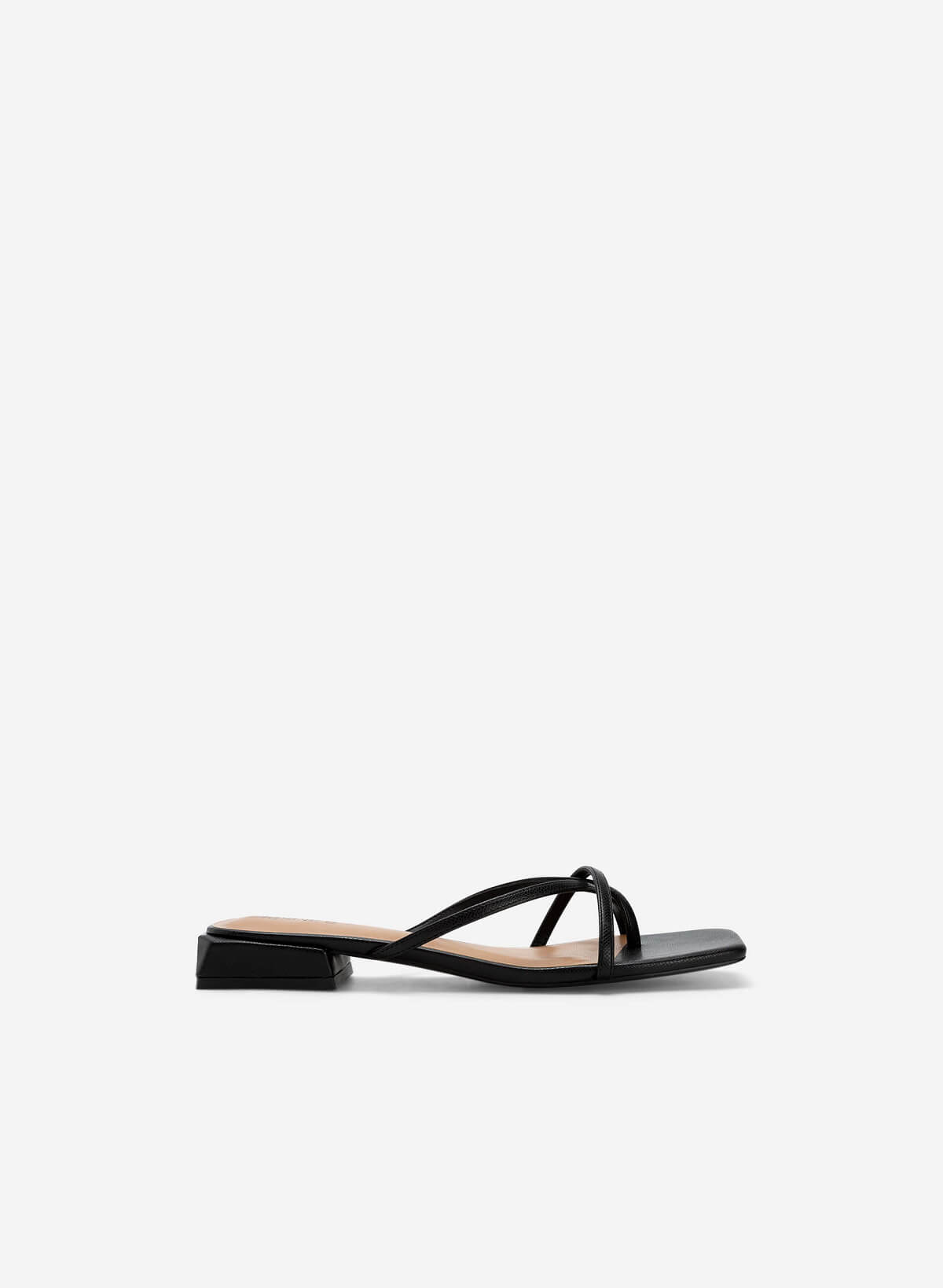 Lizard-effect Cross Strap Flip Flops - FLI 0185 - Black - vascara.com