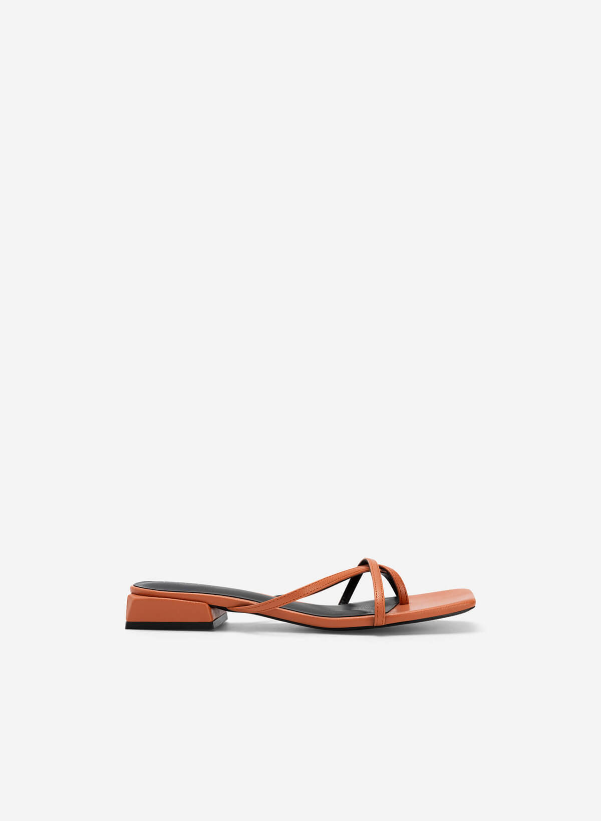 Lizard-effect Cross Strap Flip Flops - FLI 0185 - Dark Orange - vascara.com