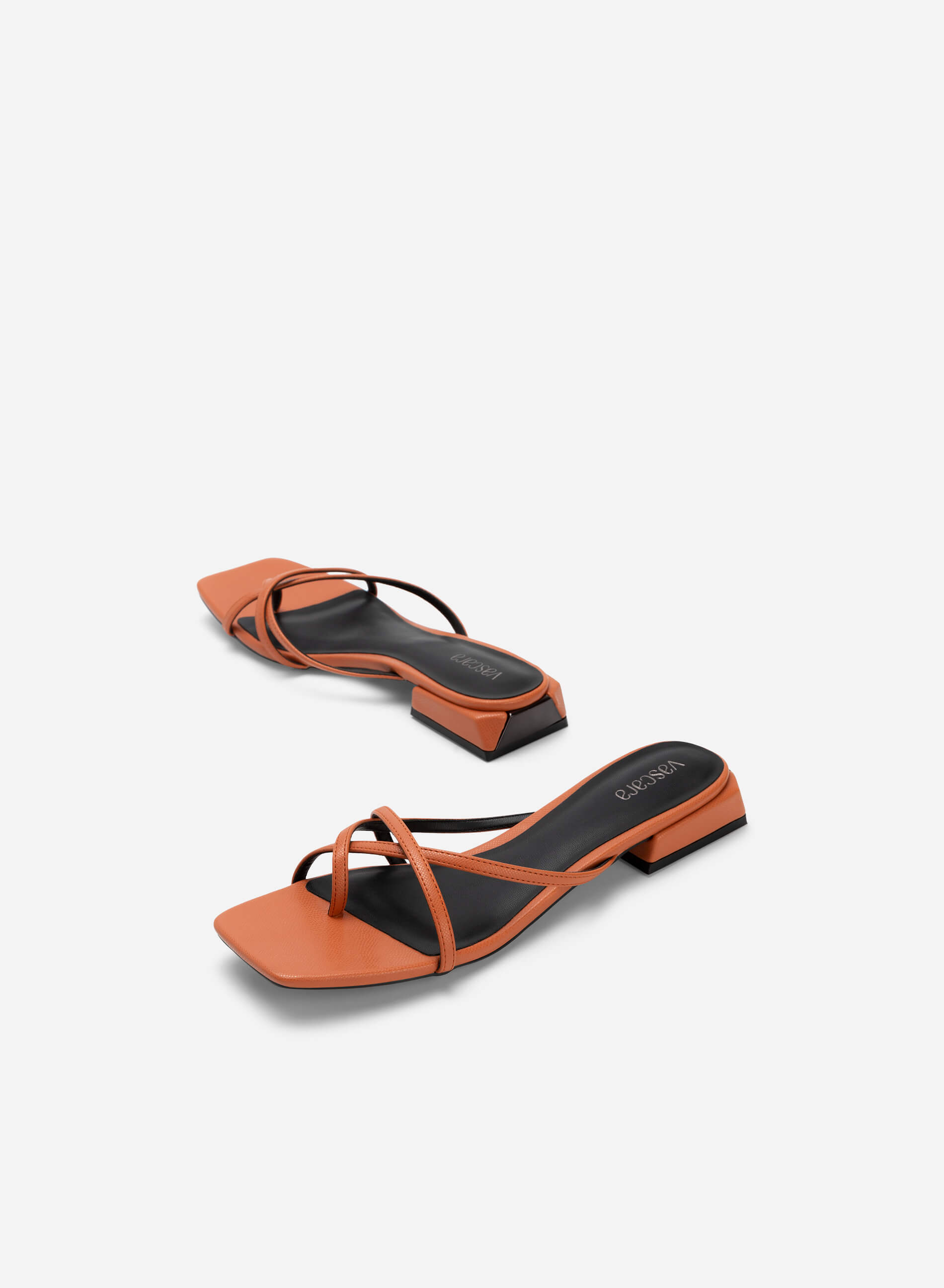 Lizard effect Cross Strap Flip Flops FLI 0185 Dark Orange